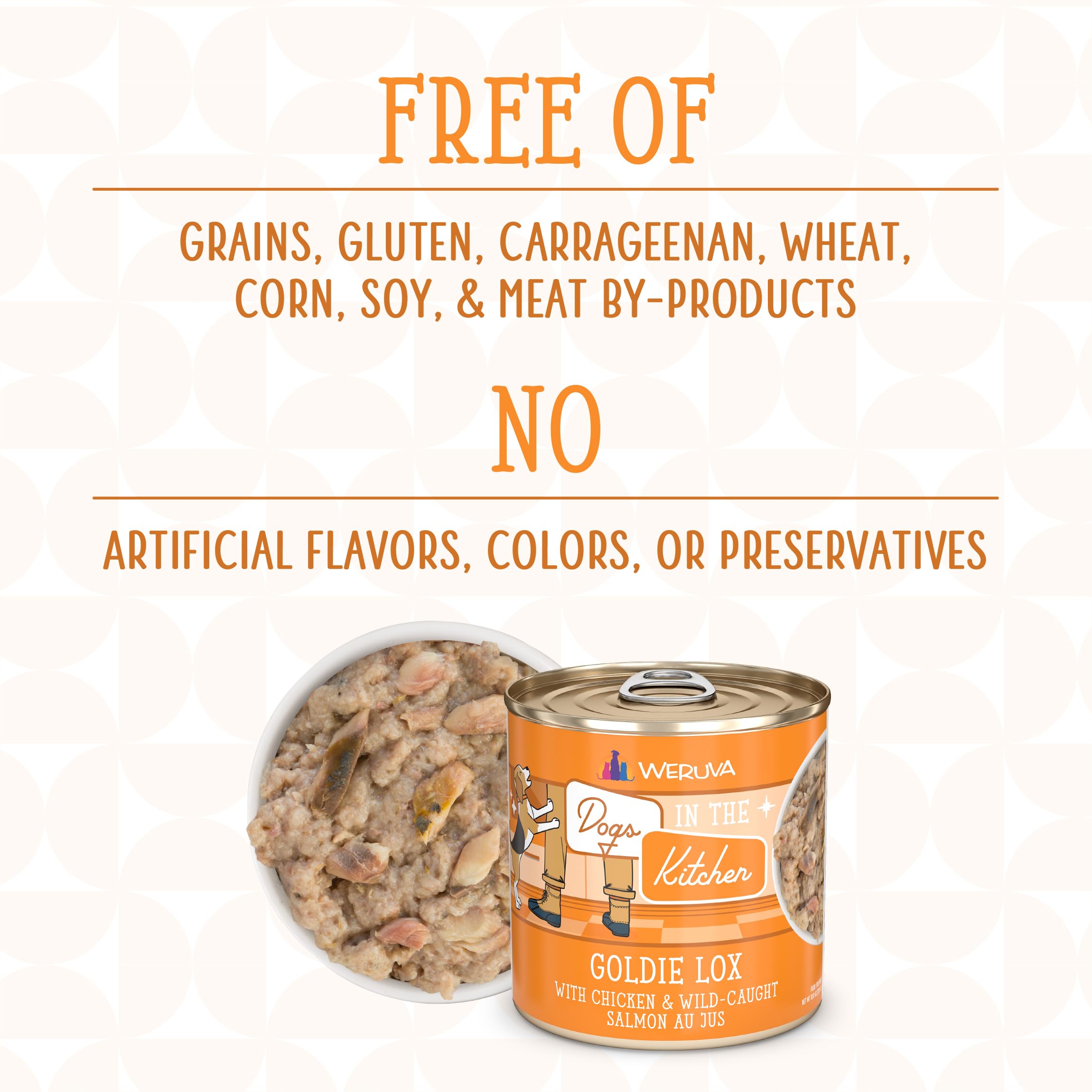 Weruva Dogs in The Kitchen, Goldie Lox with Chicken & Wild-Caught Salmon Au Jus Dog Food, 10oz Can (Pack of 12)