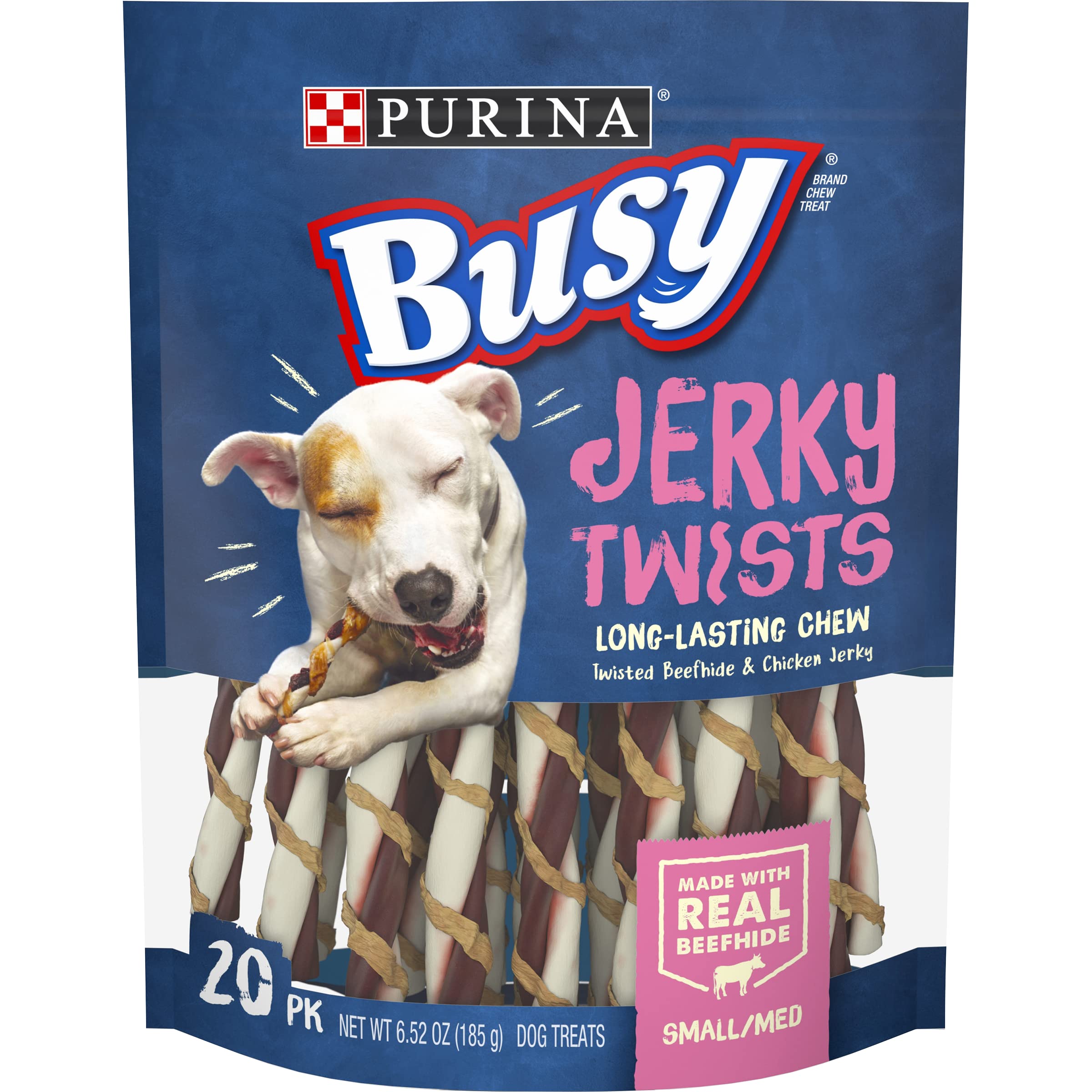 Purina Busy Bone Jerky Twists Grain Free Small/Med Breed Beefhide and Chicken Dog Jerky Treats - (Pack of 5) 20 ct. Pouches
