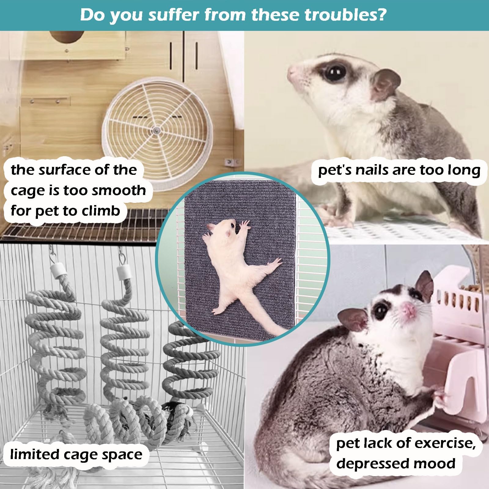 Sugar Glider Toys, Sugar Glider Climbing Mats, Self-Adhesive Cage Accessories For Sharpening Claws, Small Pets Enrichment Toys S