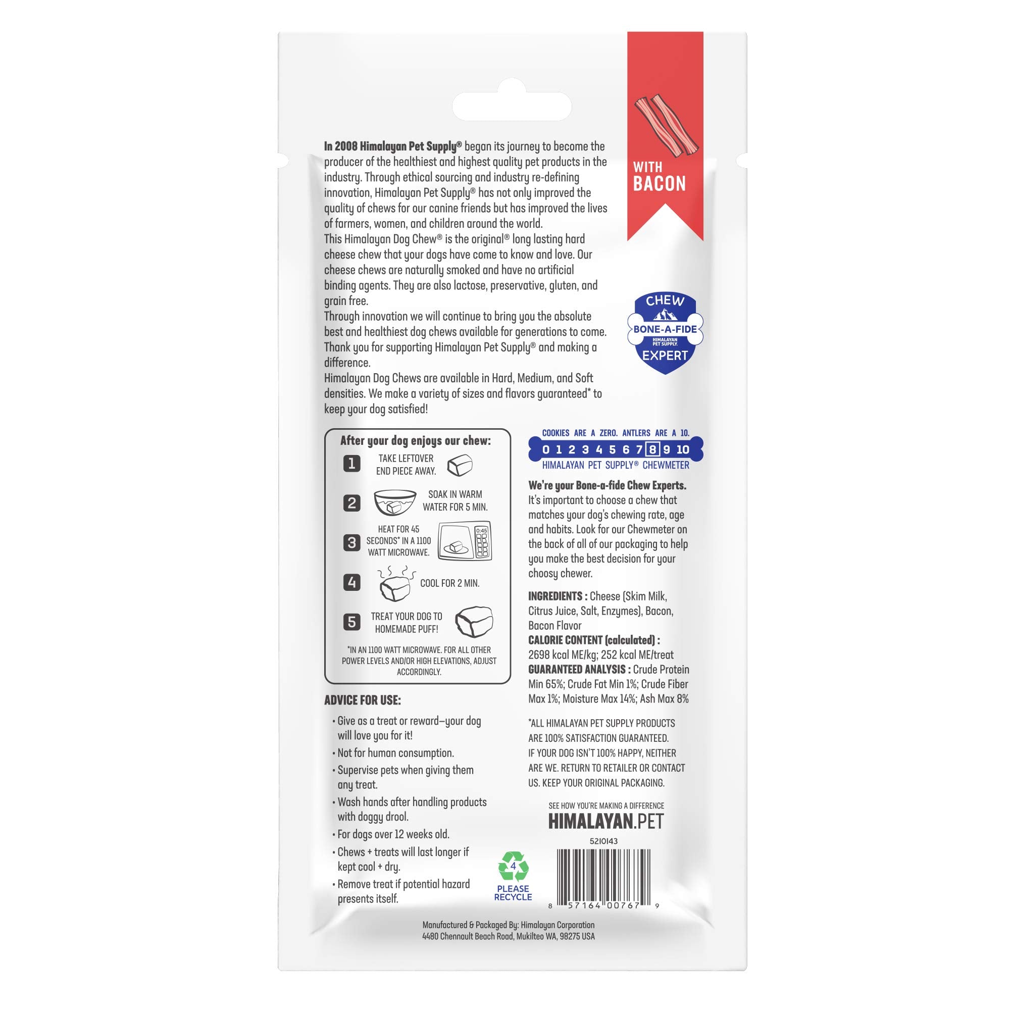 Himalayan Dog Chew Bacon Large 3.3Oz