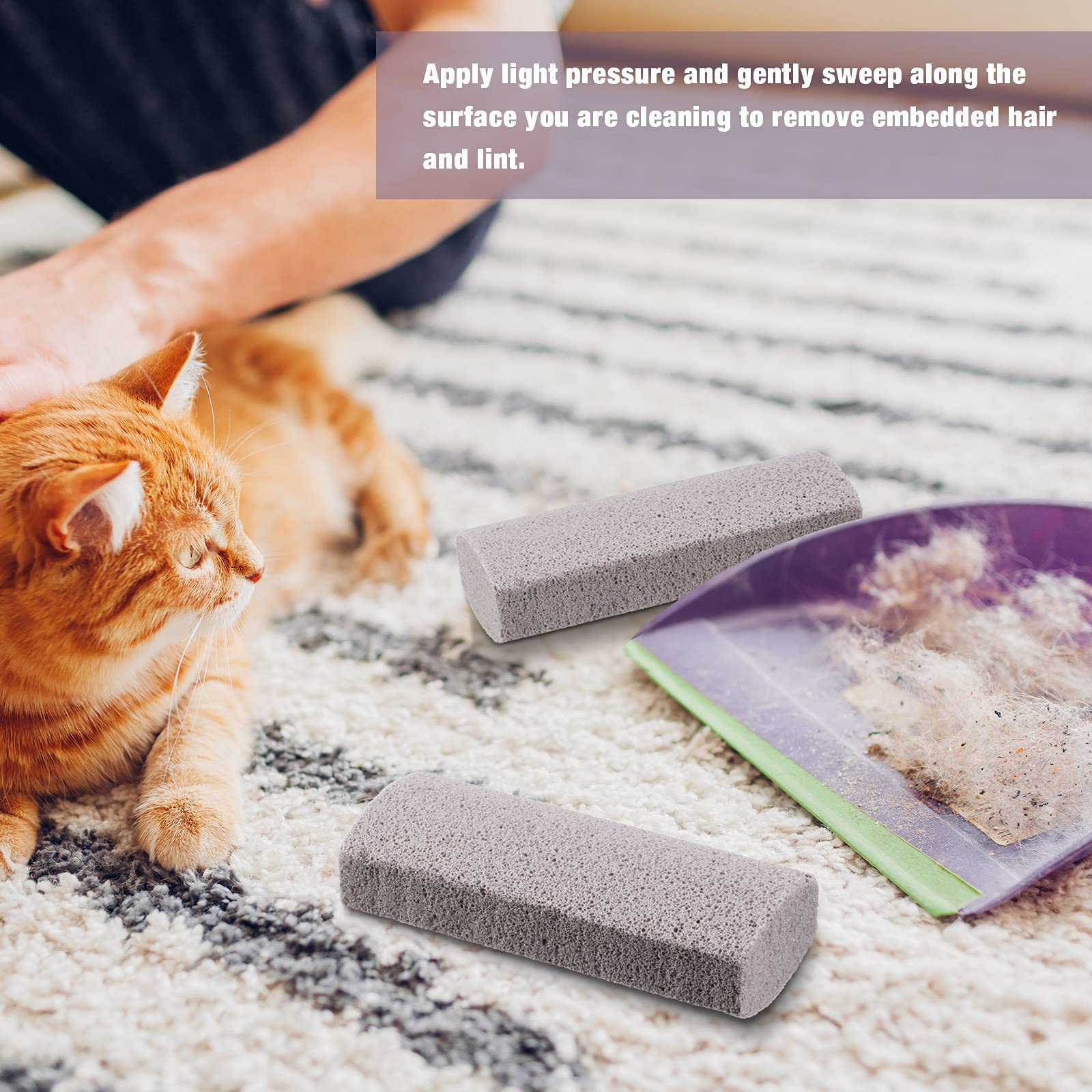 2 Pieces Pet Hair Remover For Cat Hair Removal Pumice Stone Tool Carpet Dog Fur Removal Tool For Car Couch Furniture Bedding Easy To Clean (5.3 Inches)