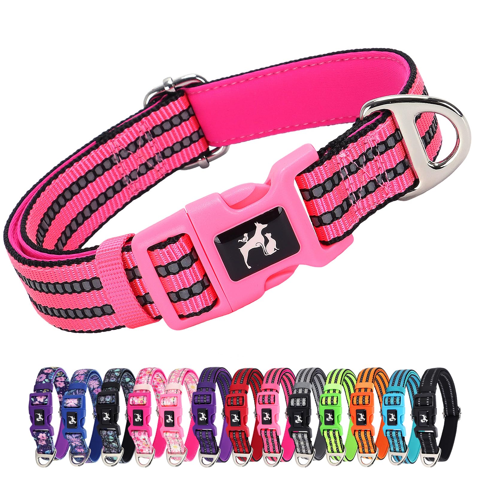 Maowuwujoz Reflective Medium Dog Collars - Soft Padded, Adjustable Durable Pet Collar With Quick Release Buckle For Walking, Run