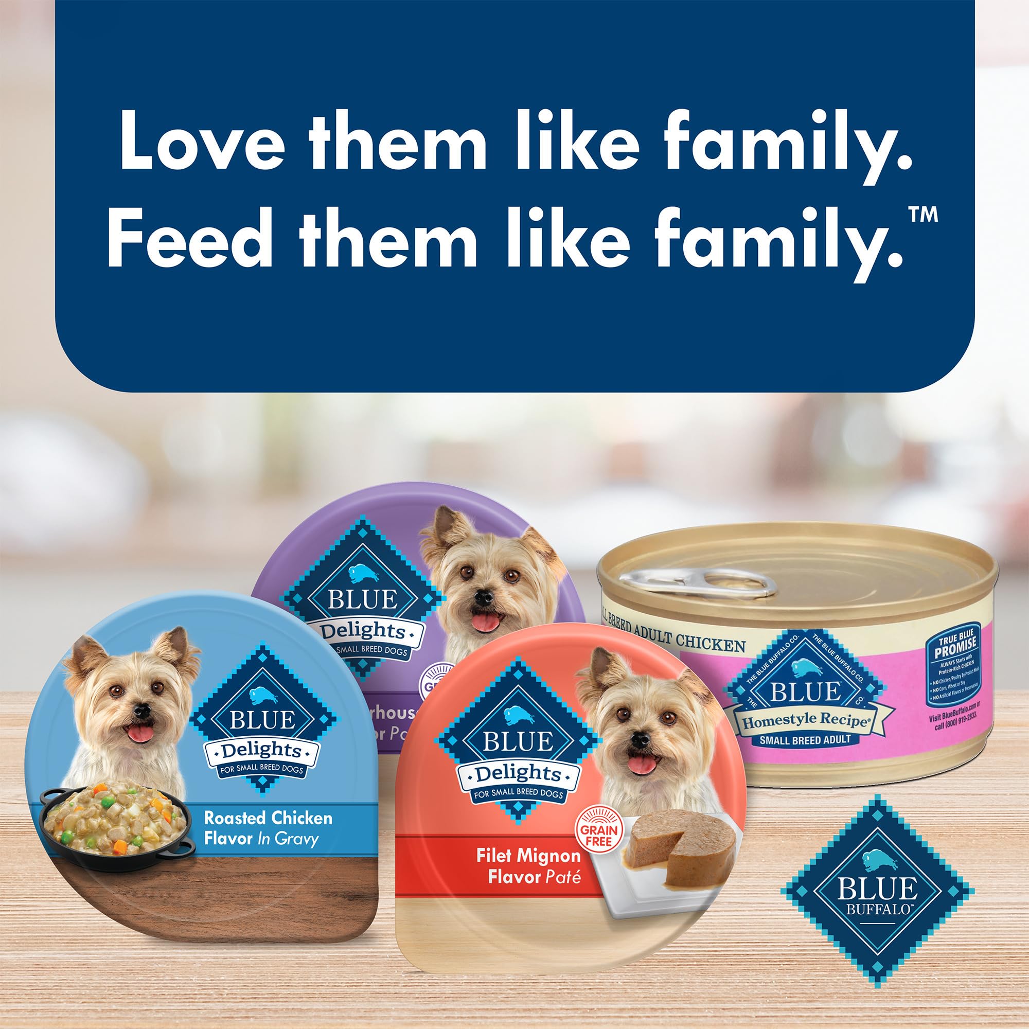 Blue Buffalo Delights Natural Adult Small Breed Wet Dog Food Cups, Pate Style, Filet Mignon and Porterhouse 3.5-oz (12 Pack- 6 o