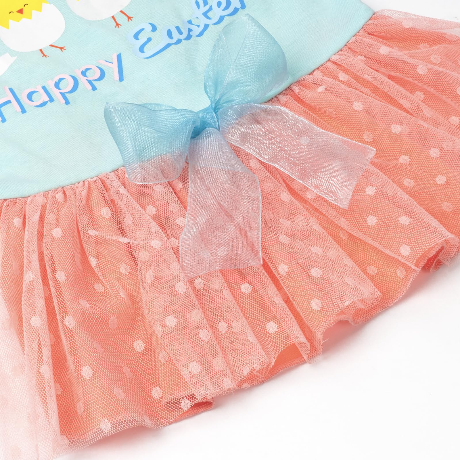 Cyeollo Dog Dress Happy Easter Dog Clothes Cute Cartoon Print Holiday Outfit Tulle Dog Dresses For Medium Dogs Girl