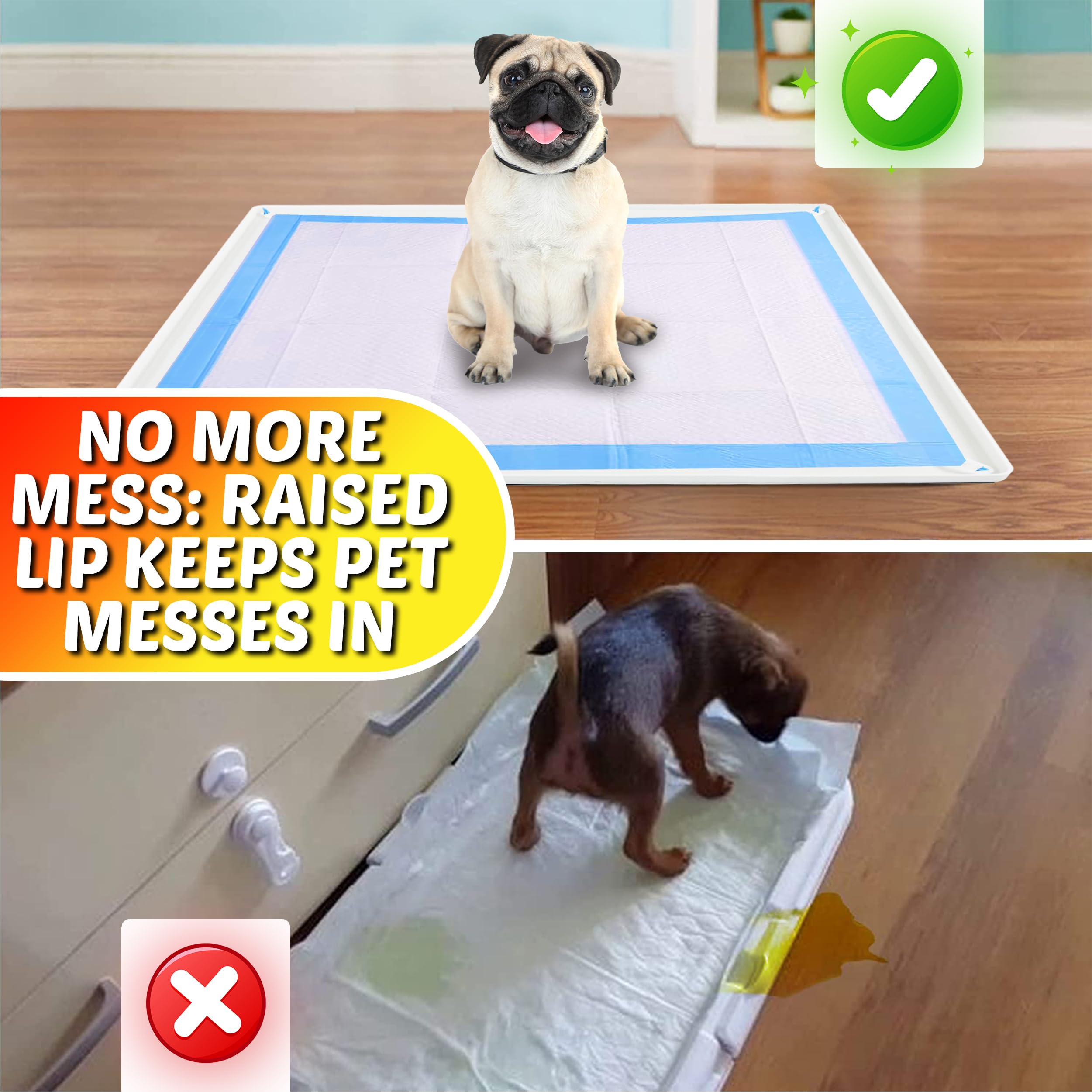 Skywin Tidyfriend Pee Pad Holder Tray 28 X 34 Inches, Silicone Dog Potty Tray, Easy To Clean No Spill Dog Potty Training Pad Hol