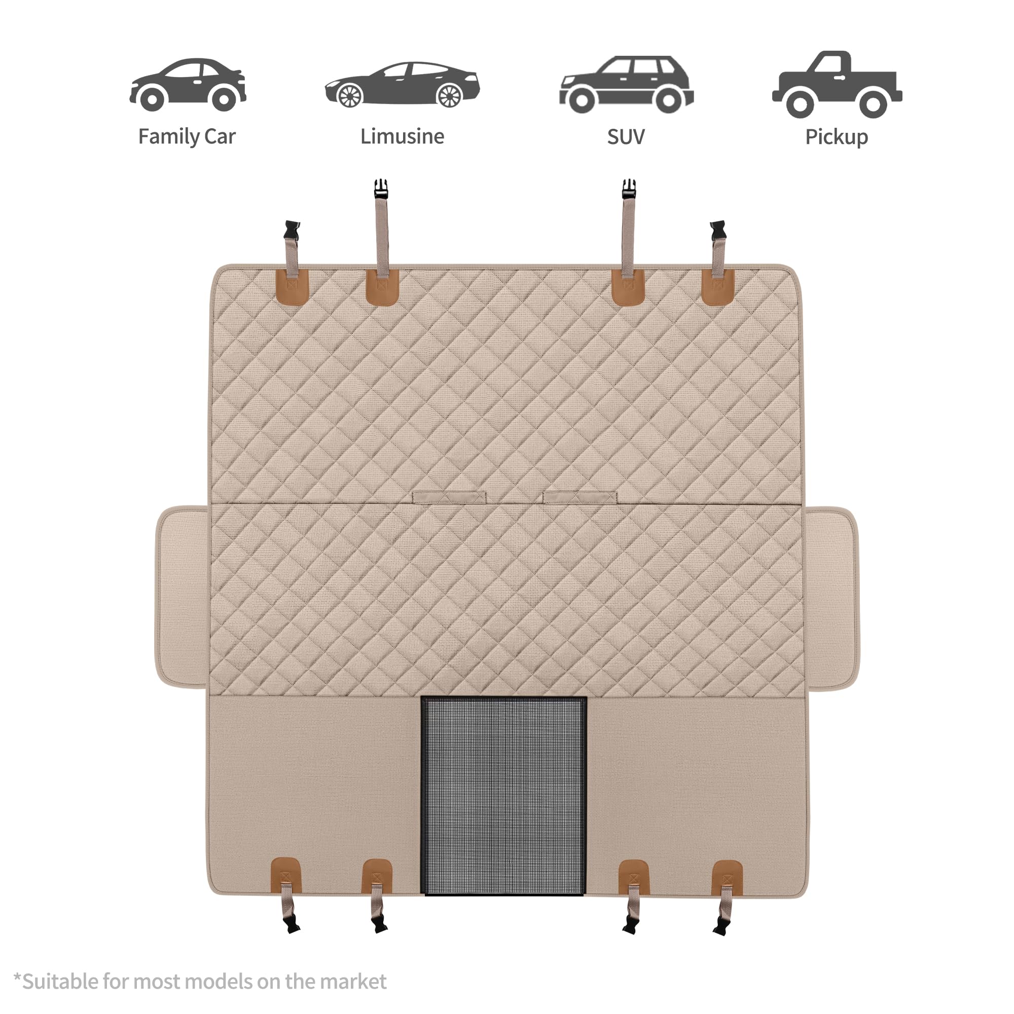 Gxt Dog Back Seat Cover Protector For Cars Suv And Trucks With Mesh Window, Scratchproof Nonslip And Waterproof Material(Dark Kh