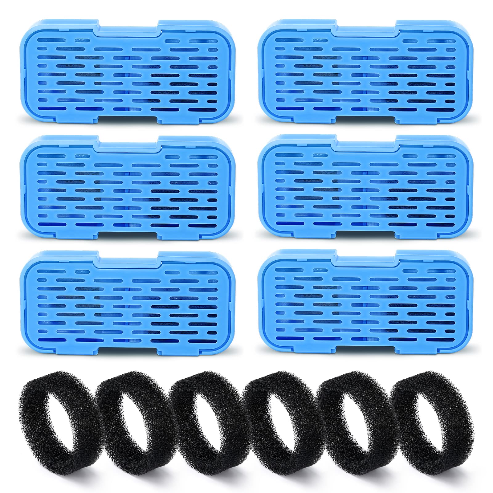 UIOOQ H2 Pet Water Fountain Fliters 6 Filters + 6 Sponges