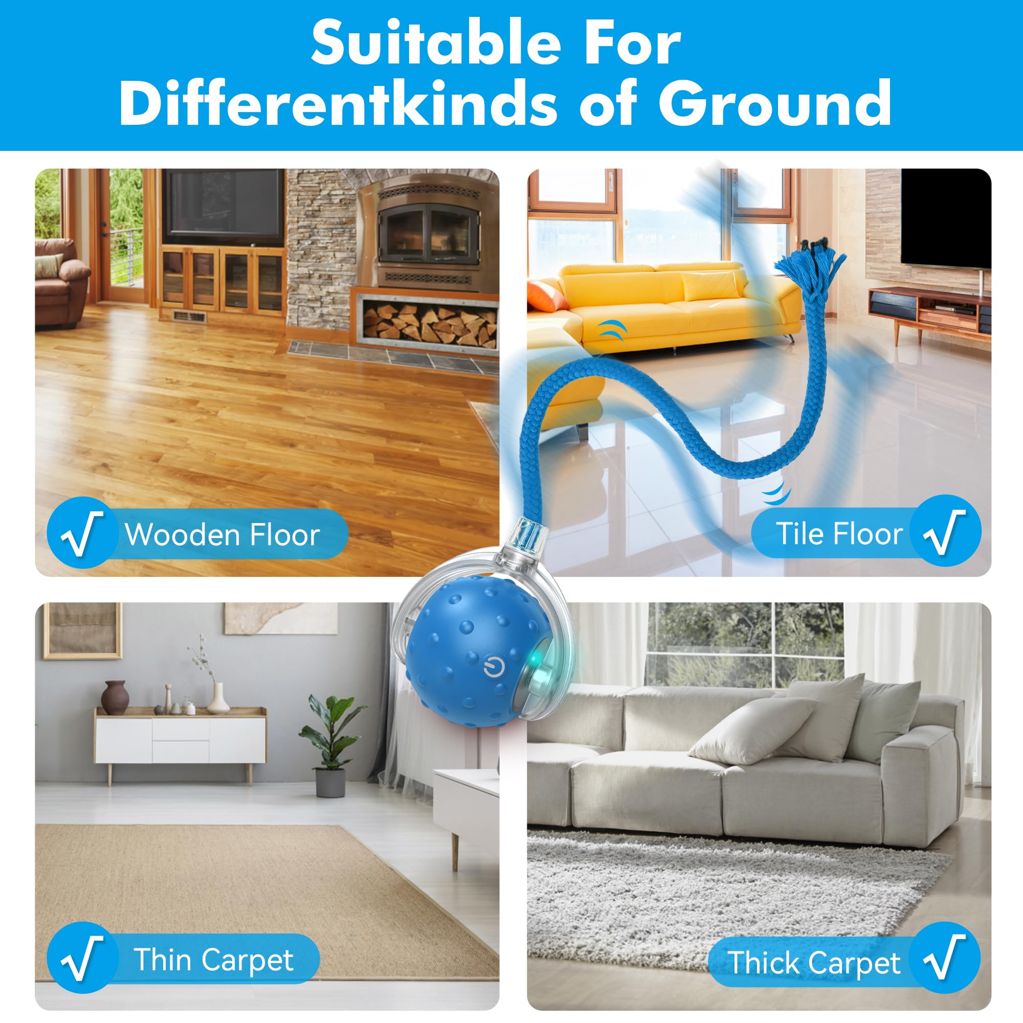 Flerdmau Cat Toys Ball For Indoor Cats - Interactive Automatic Cat Ball Toy | Fast Rolling & Motion Activated Chirping | Hide An