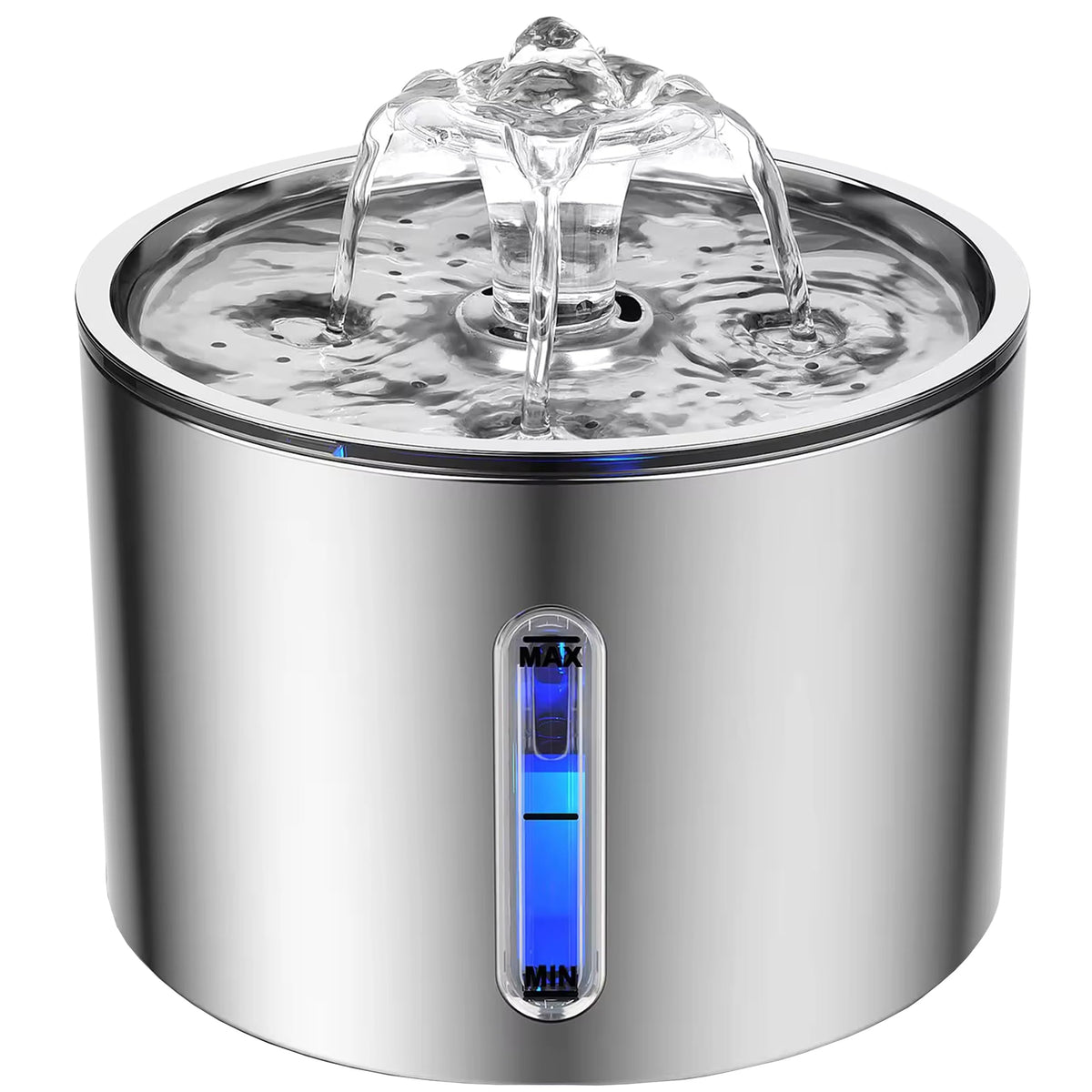 Stainless Steel Cat Water Fountain 84Oz/2.5L, Automatic Pet Water Dispenser For Cats & Dogs, Ultra-Quiet Pump, Water Level Windo