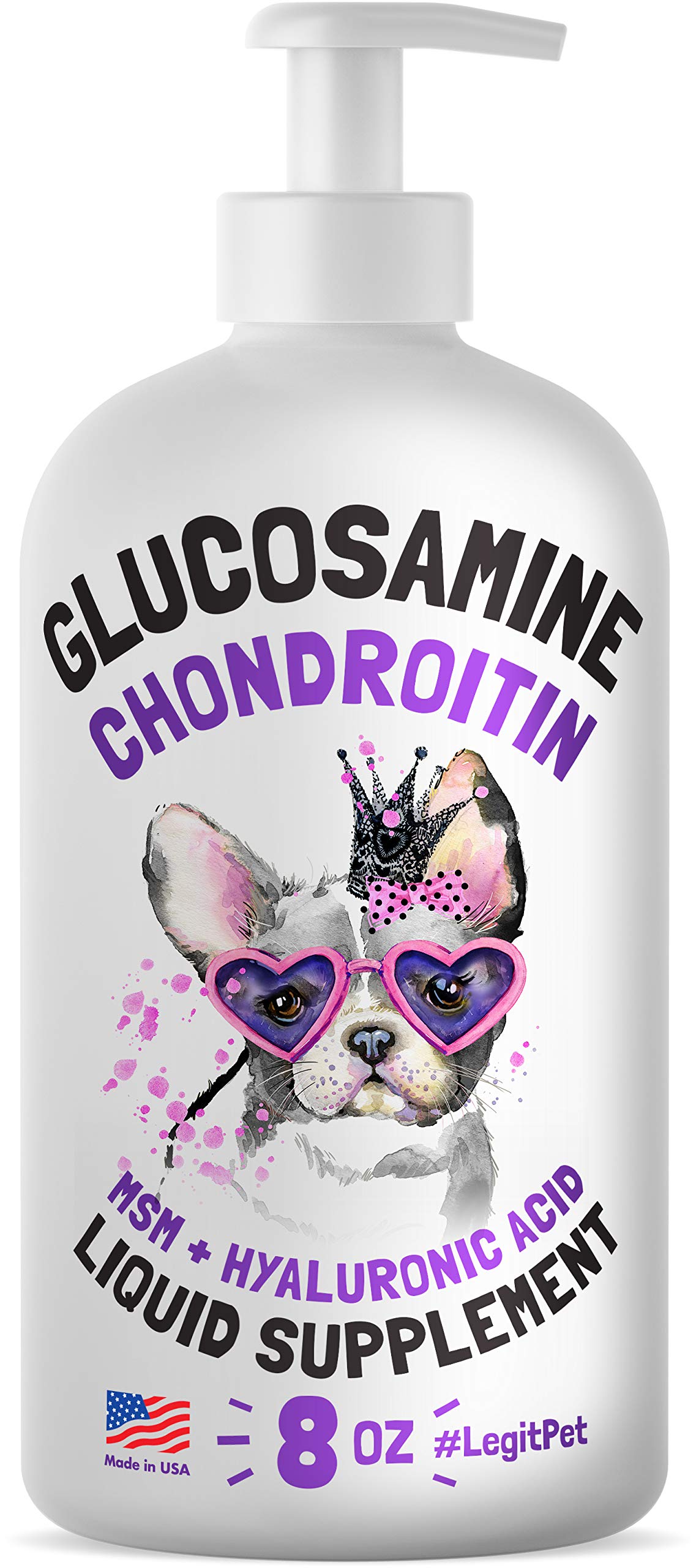 Liquid Glucosamine for Dogs Bacon Flavour with Chondroitin, MSM & Hyaluronic Acid K9 Supplement Hip and Joint Formula Advanced M