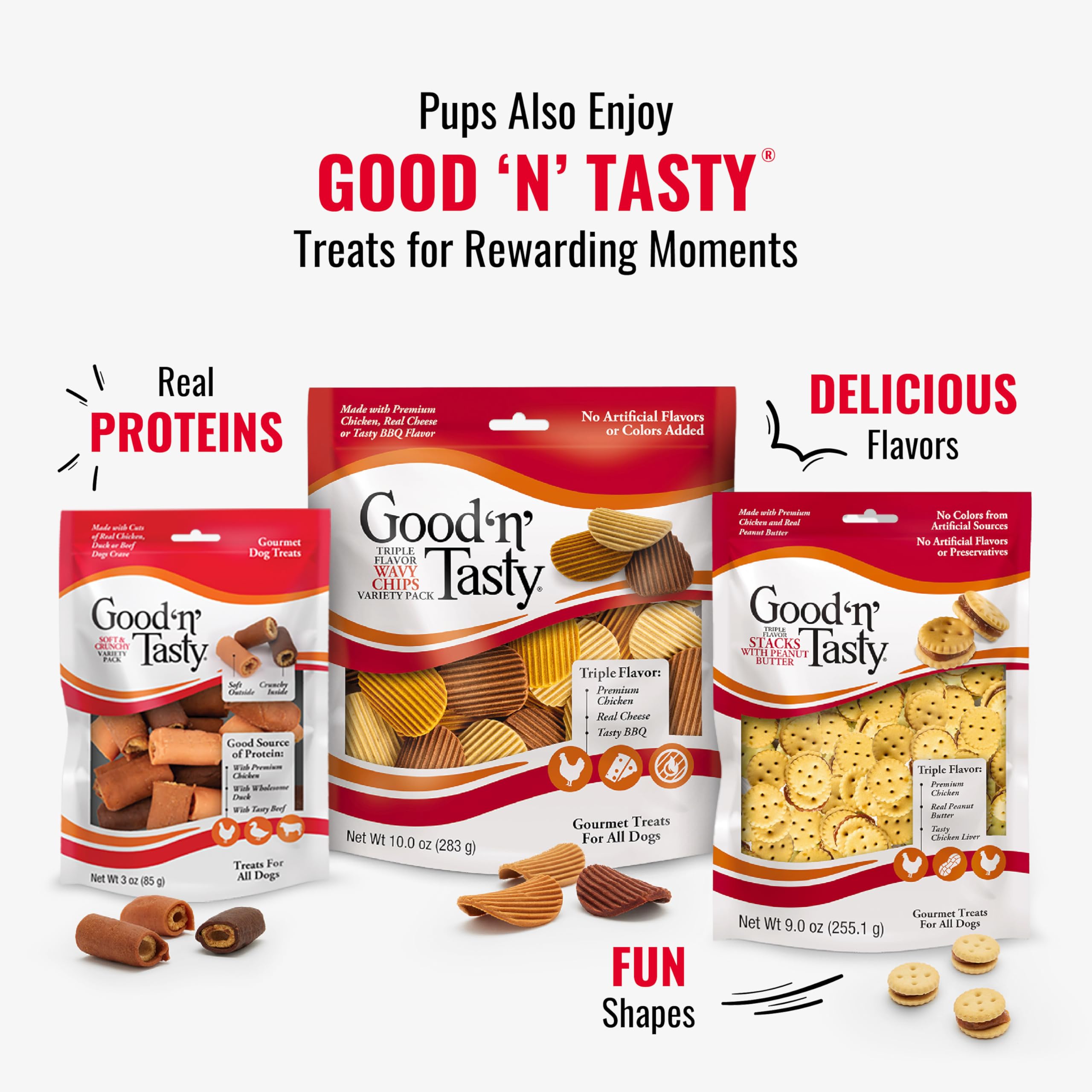 Good n Fun Triple Flavor Kabobs Chews for All Dogs, Treat Your Dog to Chews Made from Beef Hide, Real Chicken, Pork Hide, Duck a