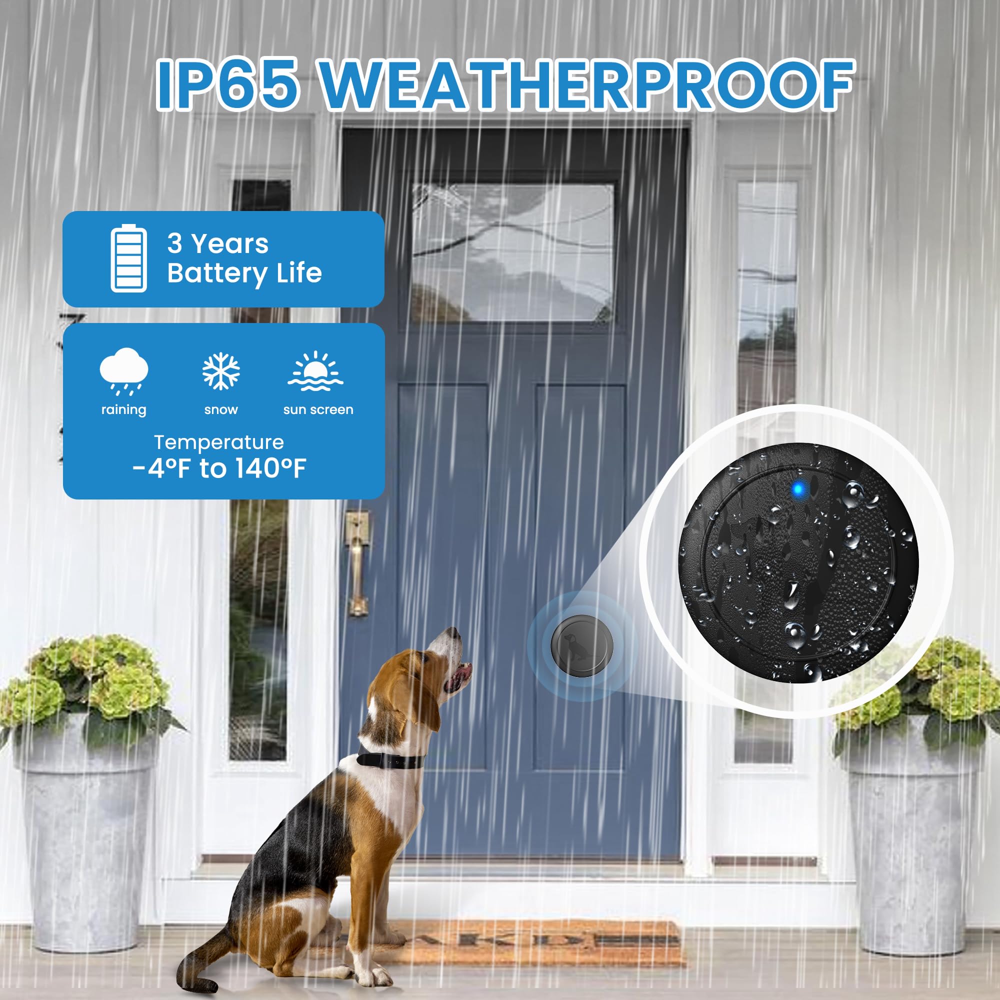Hathever Dog Doorbell for Potty Training, Wireless Doggie Door Bell Operating at 1000 Feet with IP65 Waterproof Touch Button, 32