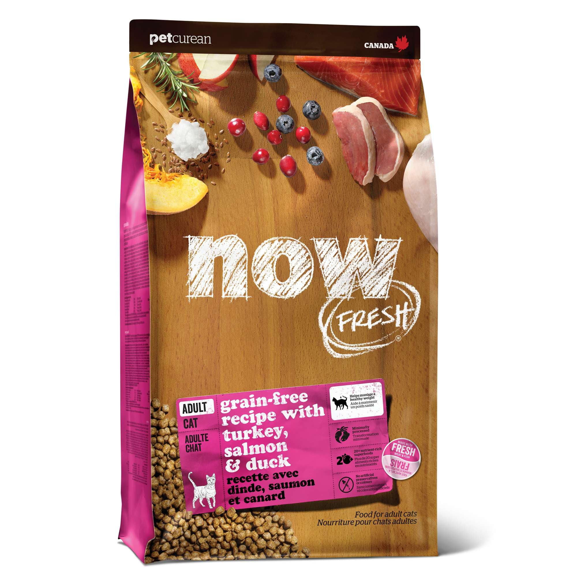 Now Fresh Grain-Free Dry Cat Food with Turkey, Salmon & Duck, Healthy Kibble for Adults Made with Real Poultry & Fish, Chicken-F
