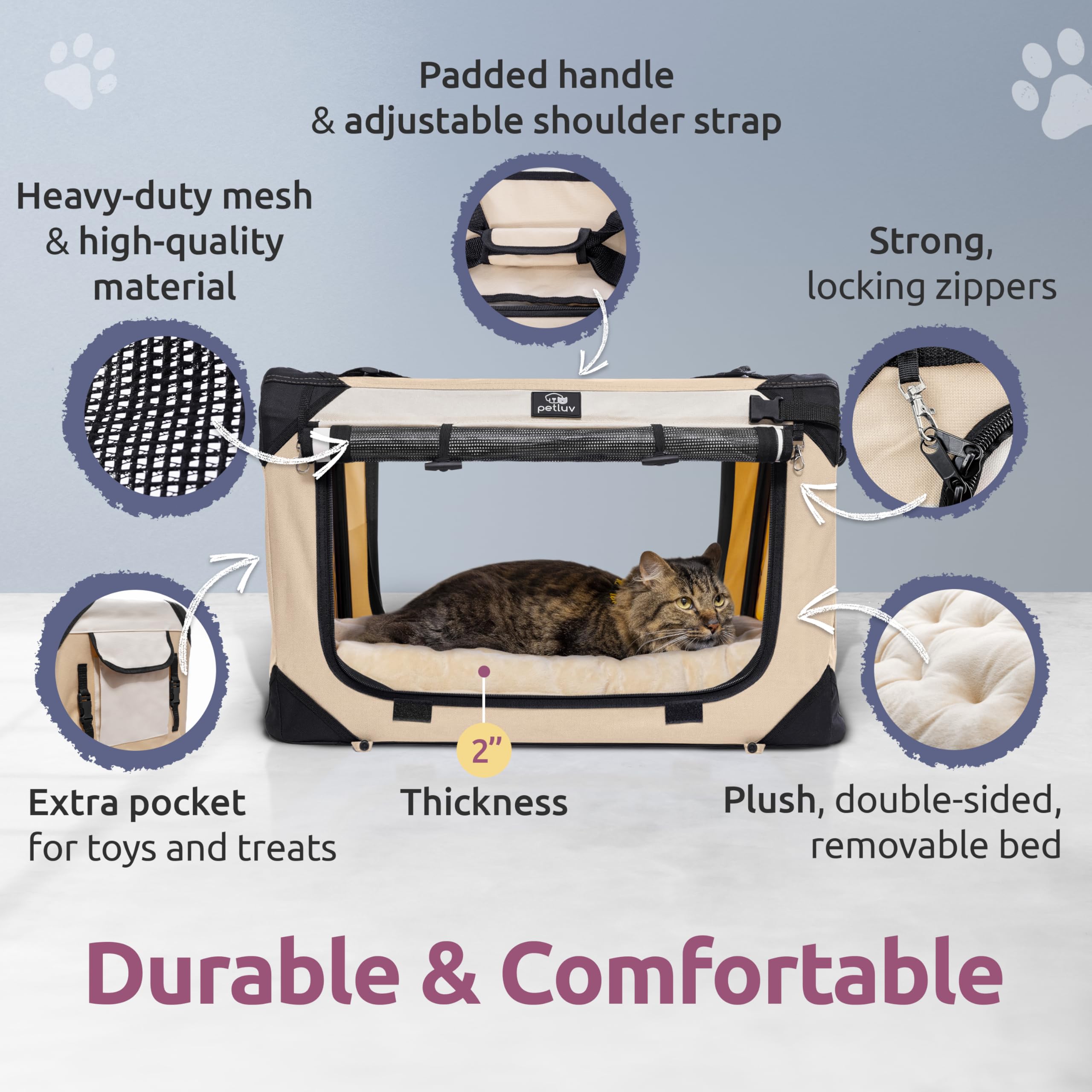 Medium Cat Carrier & Dog Carrier For Most Cats Or Small Dog. Soft Sided Pet Carrier For Travel. Collapsible, Portable With Soft