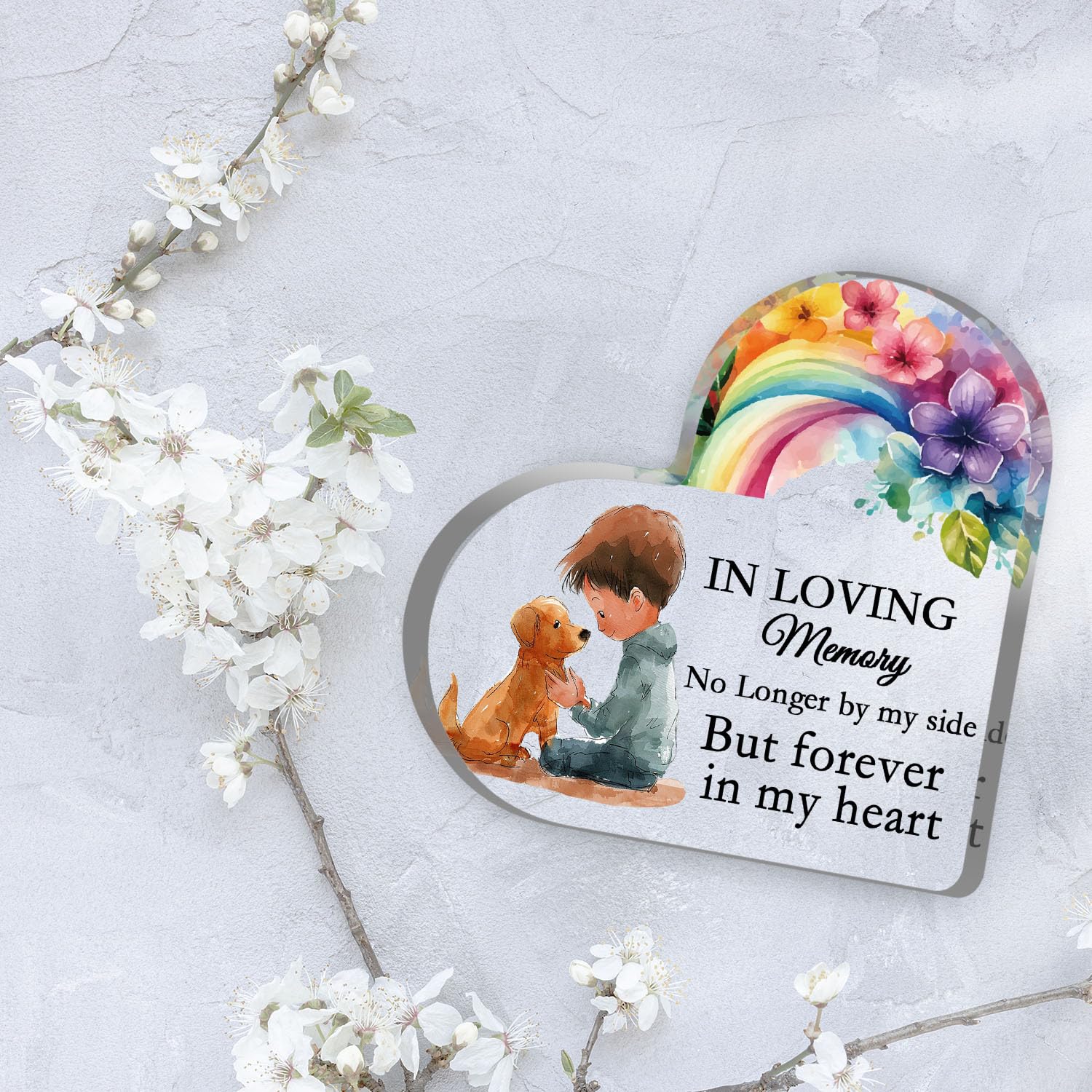 In Loving Memory Dog Sign, Rainbow Bridge Pet Memorial Acrylic Decoration, Sympathy Gift for Loss of Dog, Condolences Keepsake