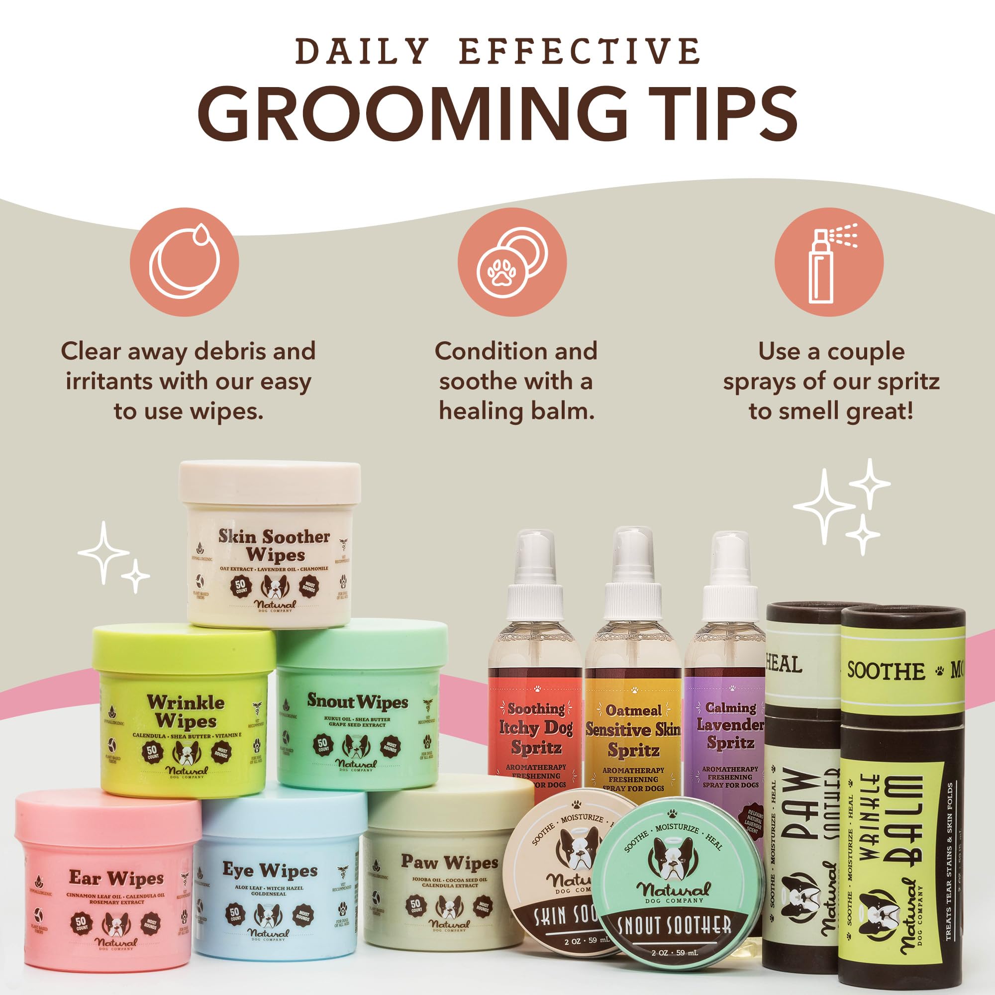 Natural Dog Snout Wipes, 50 Count - Snout Dog Wipes For Cleaning And Soothing, Natural, Non-Toxic Dog Care Products, Kukui Oil I