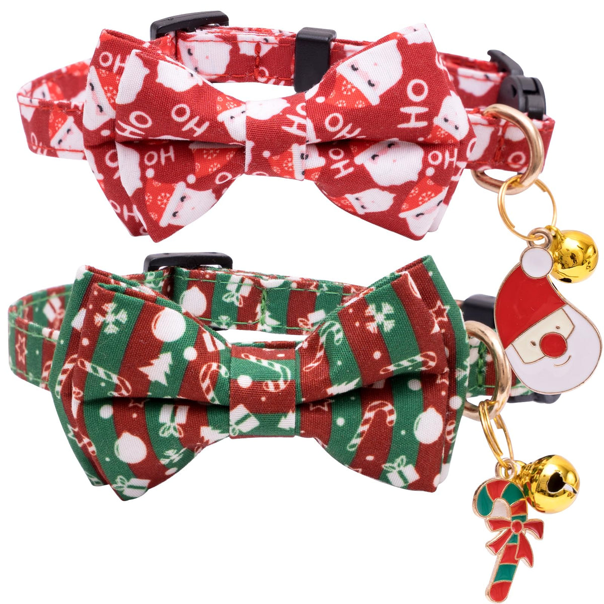 Faygarsle 2 Pack Christmas Cat Collar Cute Holiday Cat Collar With Bow Tie Breakaway Red Green Winter Collar For Boy Girl Cats F