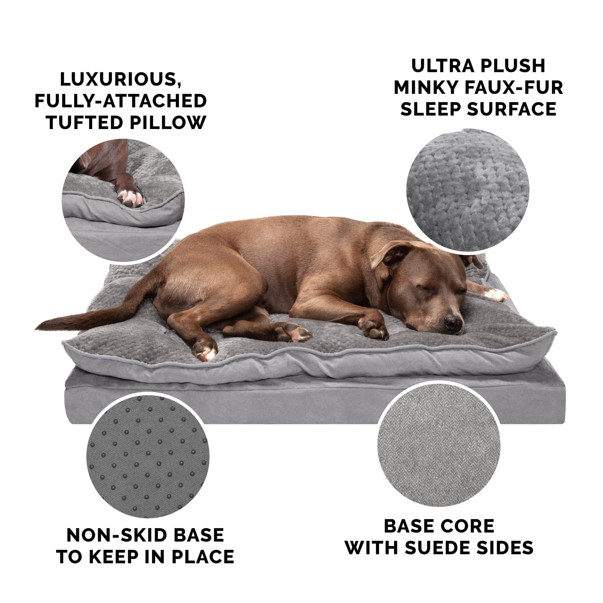 Furhaven Orthopedic Dog Bed for Medium/Small Dogs w/ Pillow Cushion Top & Removable Washable Cover, For Dogs Up to 35 lbs - Mink