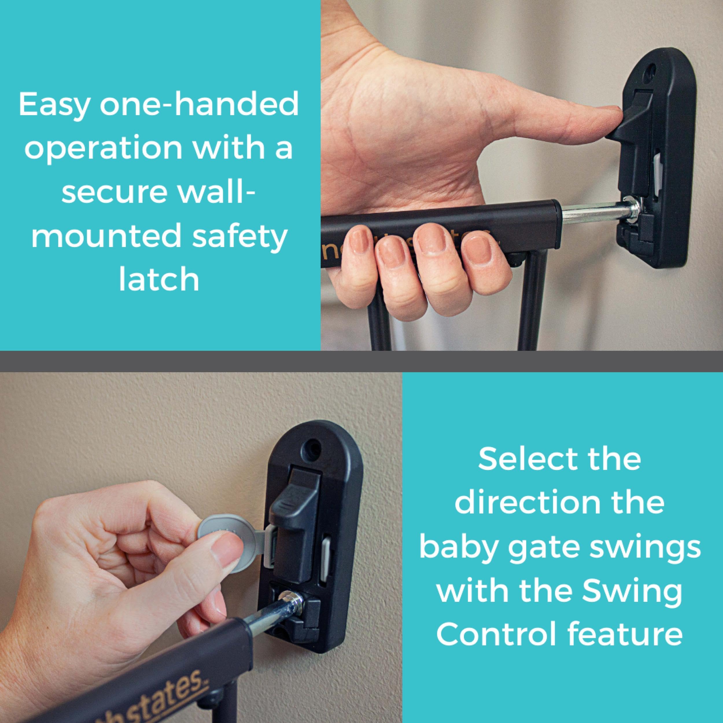 Toddleroo by North States 31 Tall Baby Gate for Stairs, Matte Bronze, Easy Swing & Lock, Fits 28.68-47.85 Openings, Hardware Mount