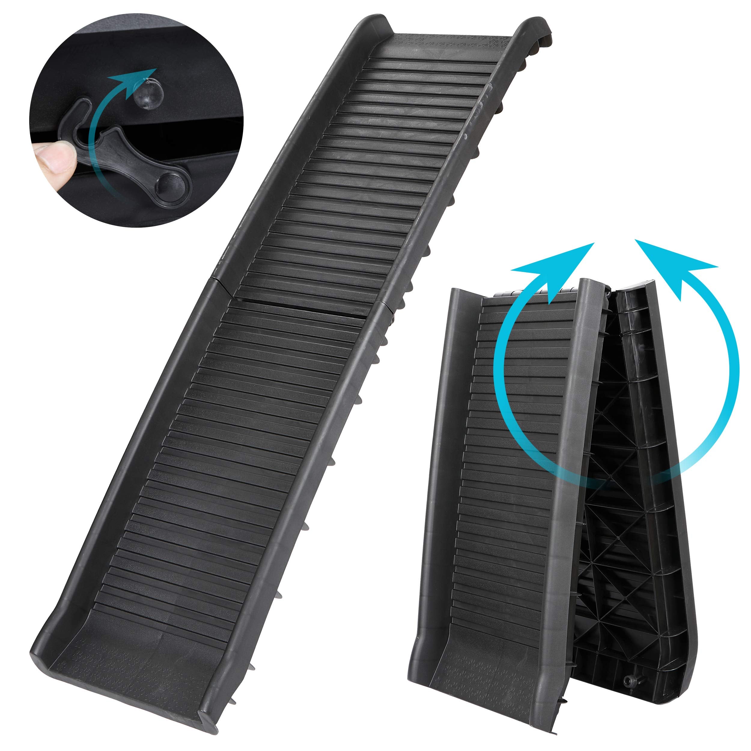 Junglea Folding Pet Ramp 61 Inches Portable Lightweight Dog And Cat Ramps Ladder For Cars, Trucks, Suvs, Stability Supports Up To 150 Lbs