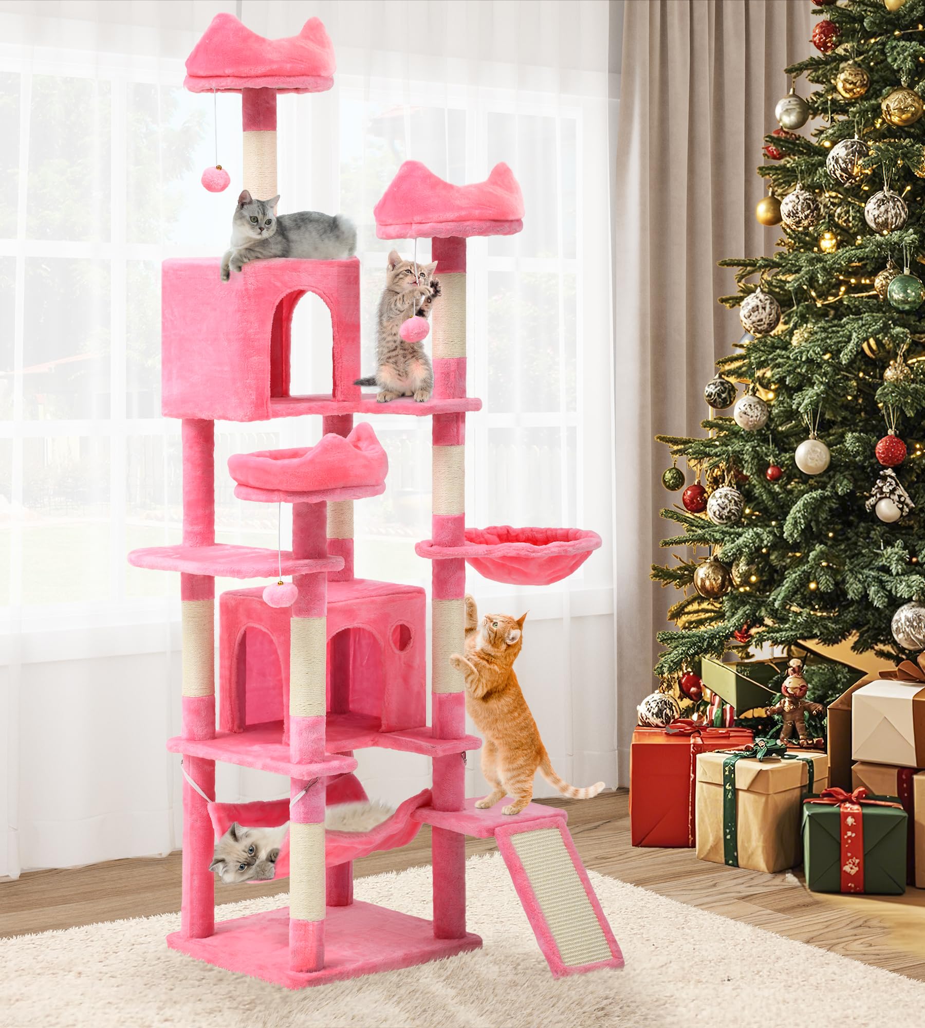 YITAHOME Tall Cat Tree for Indoor Cats, 75 inch Multi-Level Cat Tower with Cat Condos, Top Perches, Sisal Ramp Scratching Posts,