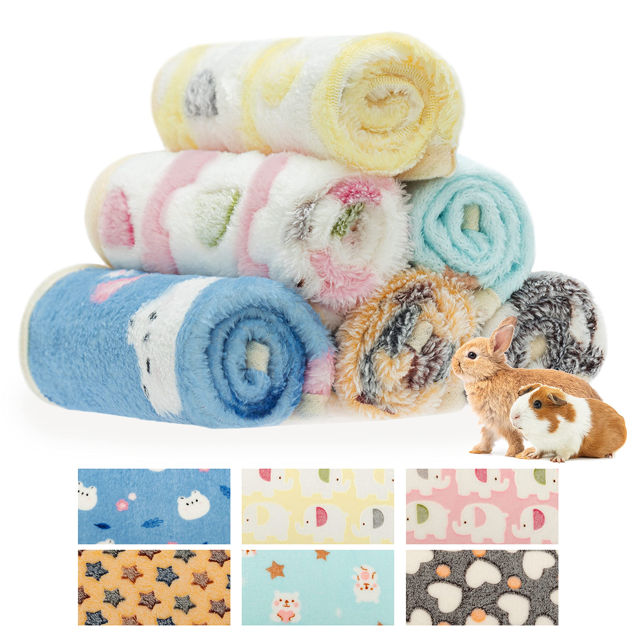 Cusozwo Guinea Pig Bedding Mat - 6 Pack Fleece Soft Warm Small Animal Blankets For Rat Rabbit Hamster Chinchilla Hedgehog Lizard