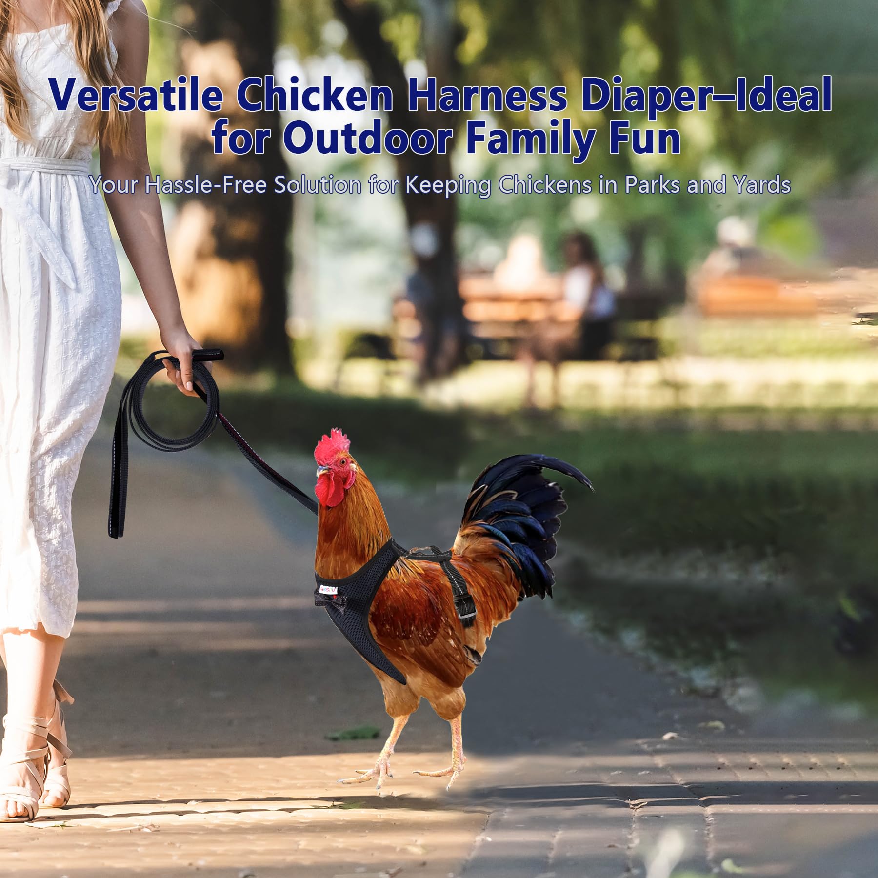 Yesito Chicken Harness Hen Size with 6ft Matching Leash - Adjustable, Resilient, Comfortable, Breathable, Large, Suitable for Ch