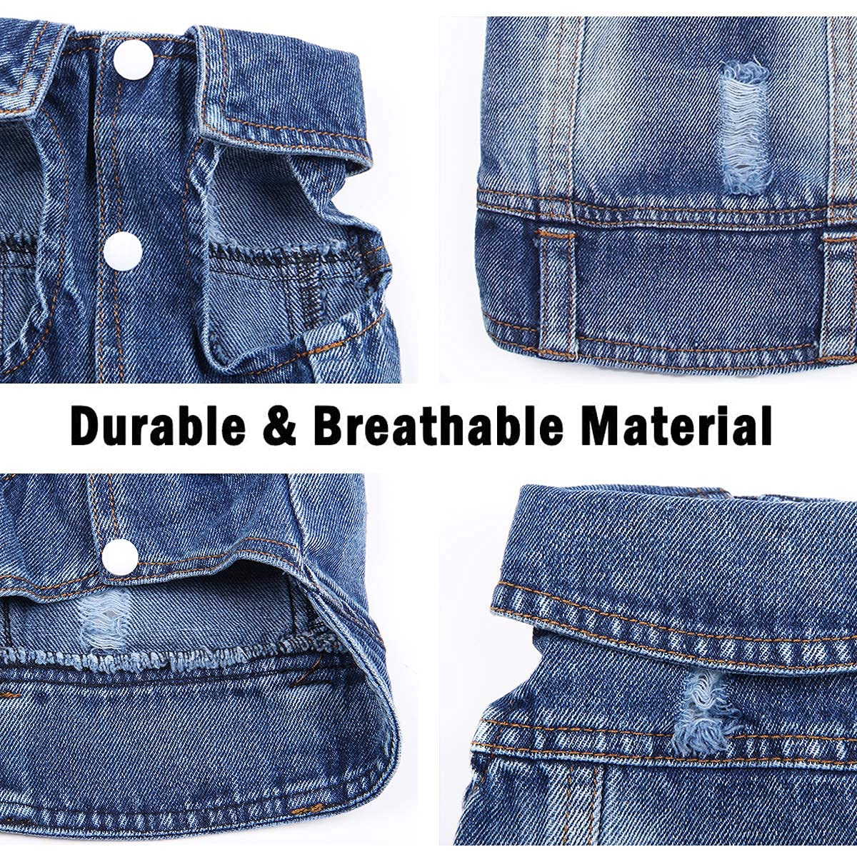 Dog Jean Jacket, Puppy Blue Denim Lapel Vest Coat Costume, Girl Boy Dog T-Shirt Clothes, Cool And Funny Apparel Outfits, Machine Washable Dog Outfits For Small Medium Dogs Cats (Xl)