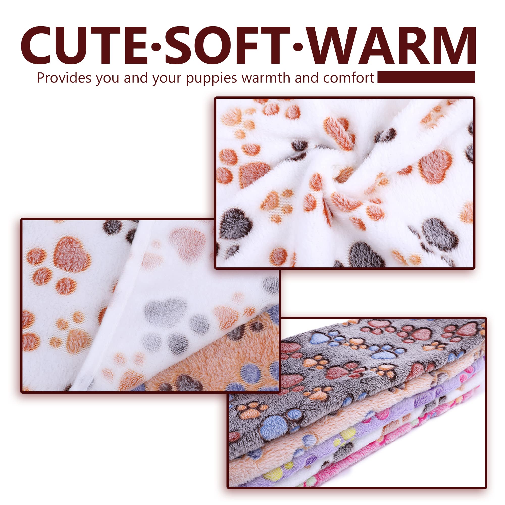 Doovid Pet Blanket Soft Fluffy Fleece Pet Mat Doggy Flannel Blanket Dog Cat Cute Paw Print Pet Blankets Brown Paw Medium(30''*20'')