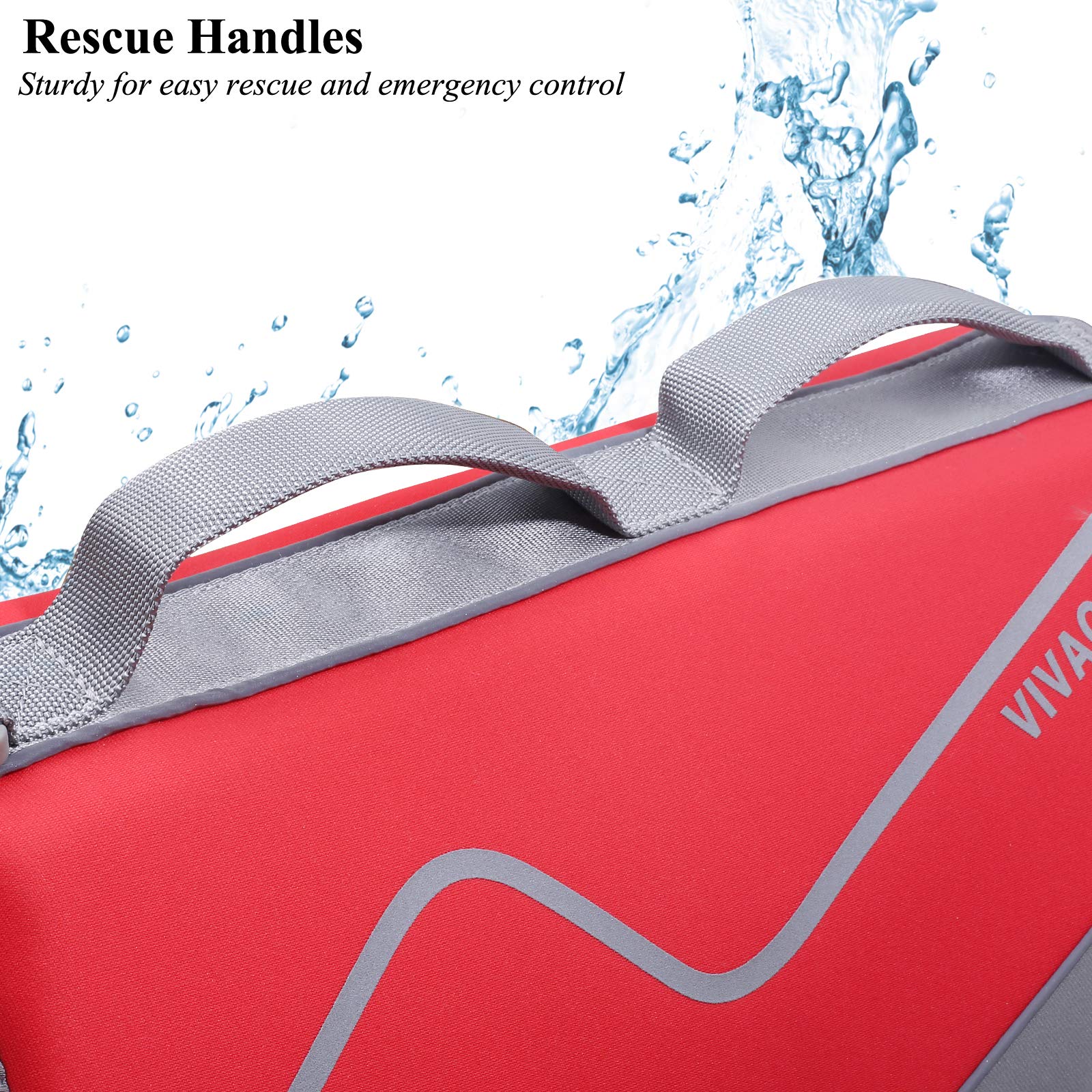 Vivaglory Life Jacket For Dogs Of Sports Style, Water Vest Jacket For Dog, Heavy Duty Pet Safety Vest, Comfortable Neoprene Lifejackets With Hook & Loop Closure, Red, Large