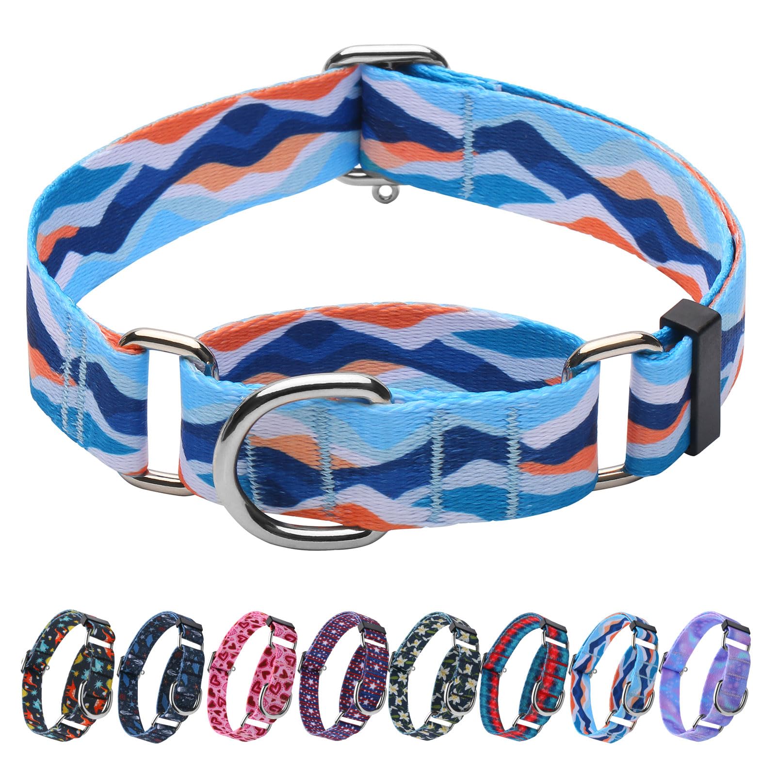 Hikiko Martingale Collar For Dogs With No Buckle Boy Male No Slip Dog Collars For Small Dogs,Blue Mountain,S