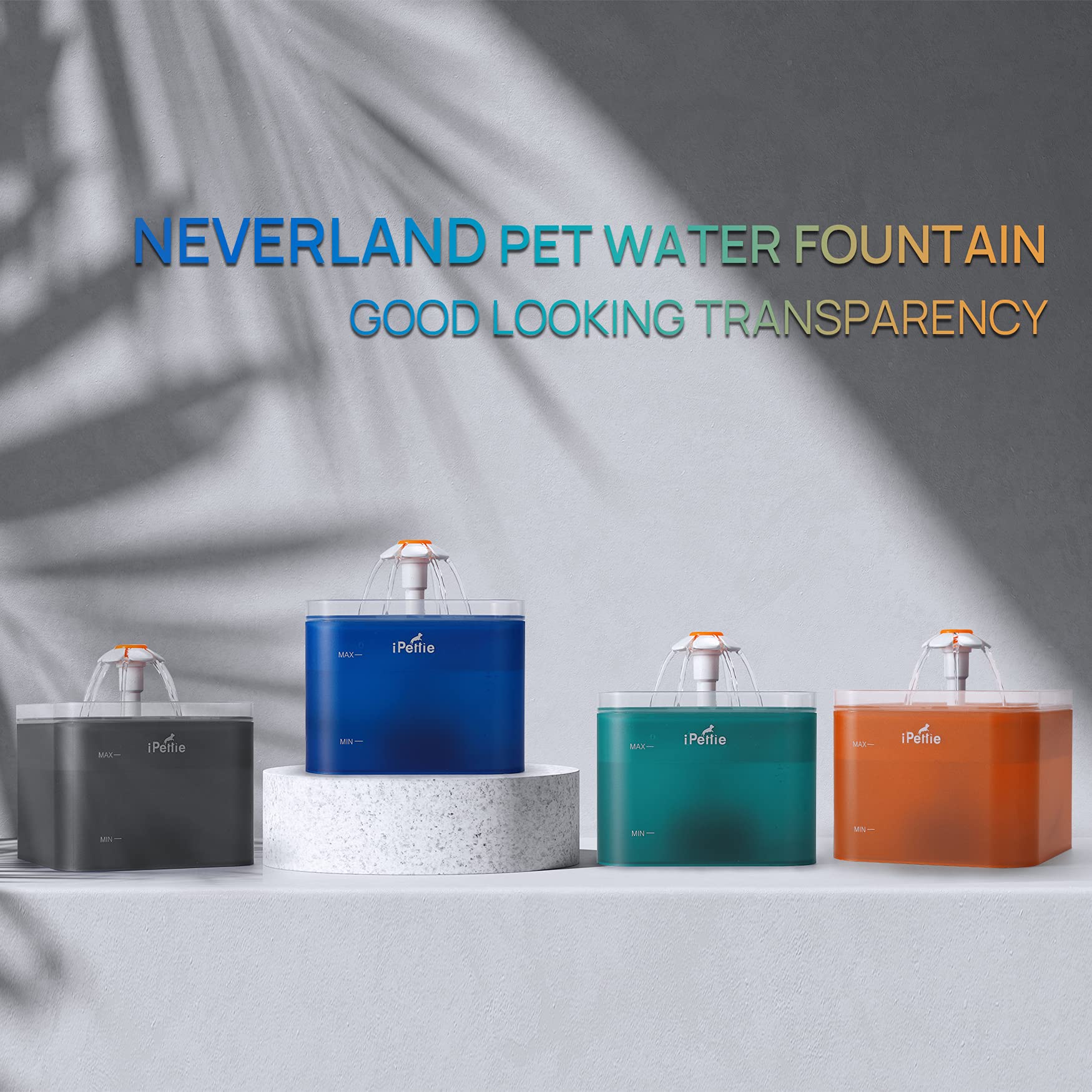iPettie Neverland Cat Water Fountain with LED Light, 67oz/2.0L, Ultra Quiet Drinking Waterer, Automatic Filtered Water Dispenser