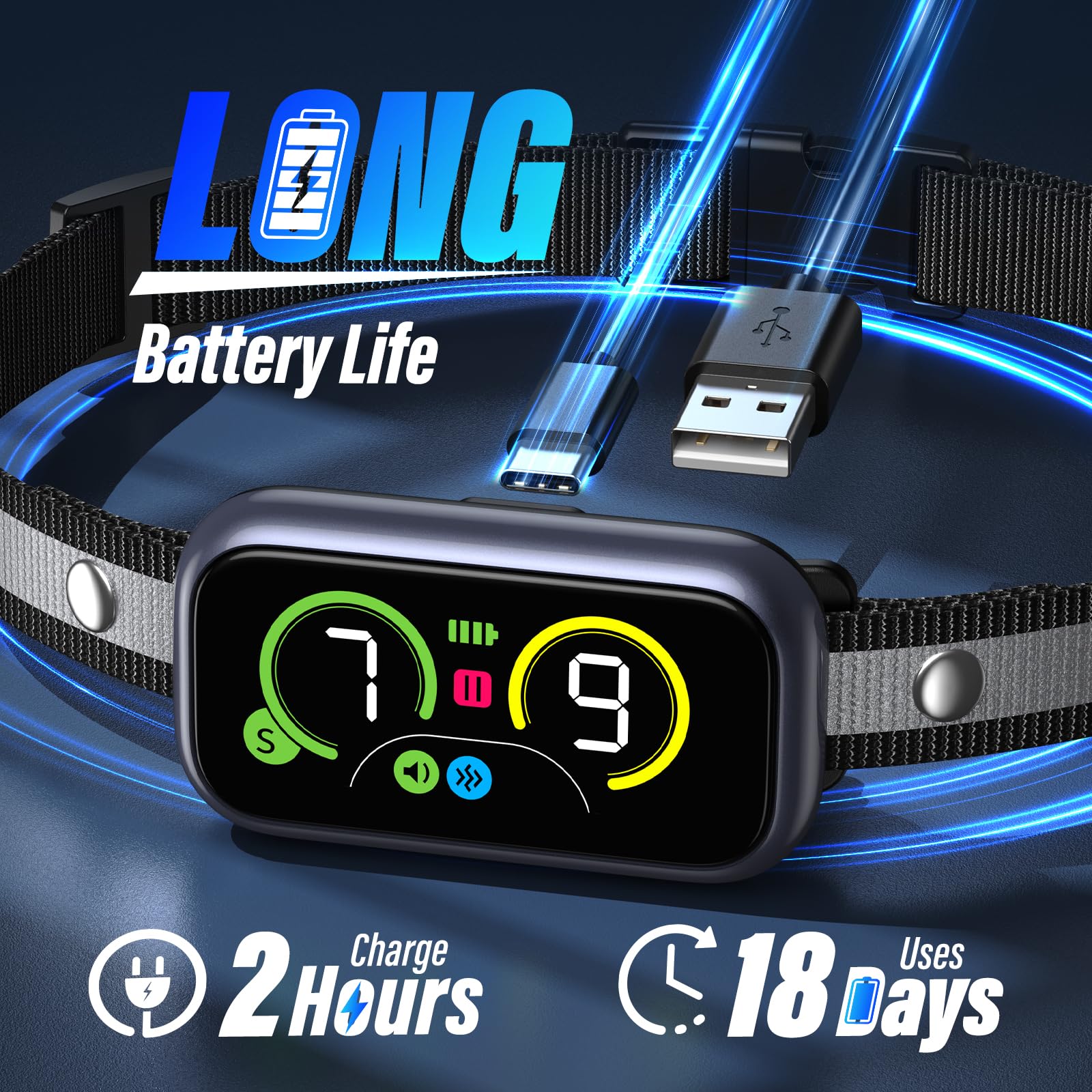 Bark Collar, Dog Bark Collar for Large Medium Small Dogs, Smart Barking Collar, Effective Anti Bark Collars for Dogs, Automatic