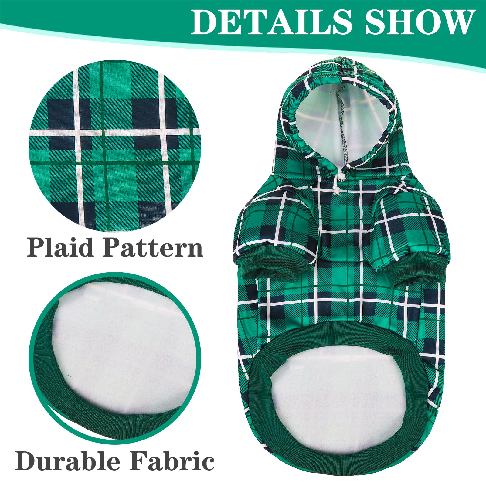 Expawlorer Plaid Dog Hoodie - British Style Warm Dog Sweater Shirt With Leash Hole,Pitbull Clothes Outfits,Winter Coat Apparel F