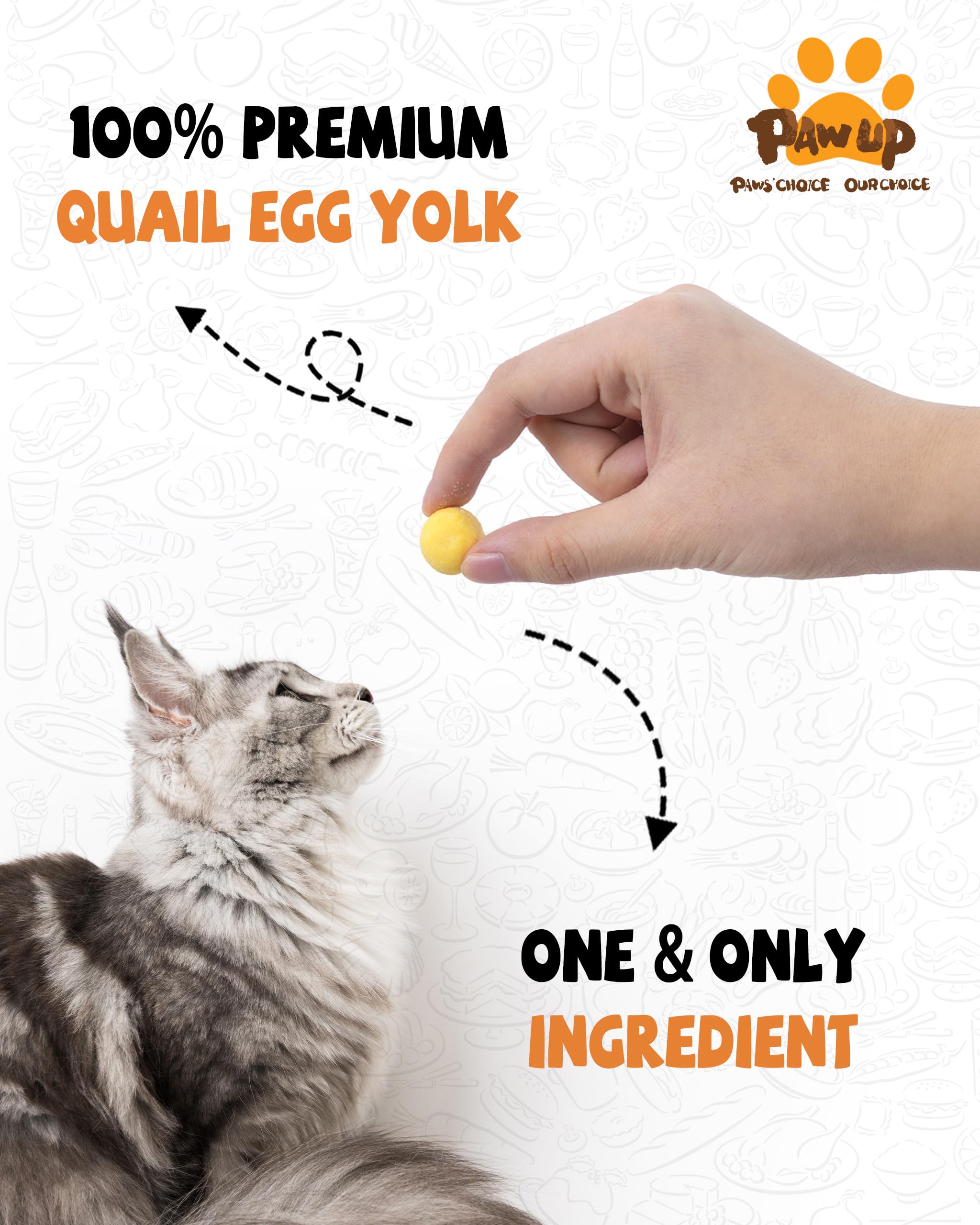 PAWUP Freeze Dried Quail Egg Yolk Pet Treats, Freeze-Dried Pet Food for Dogs, Cats, Pure Fresh Ingredient, 4.2 oz, Rawhide Free,