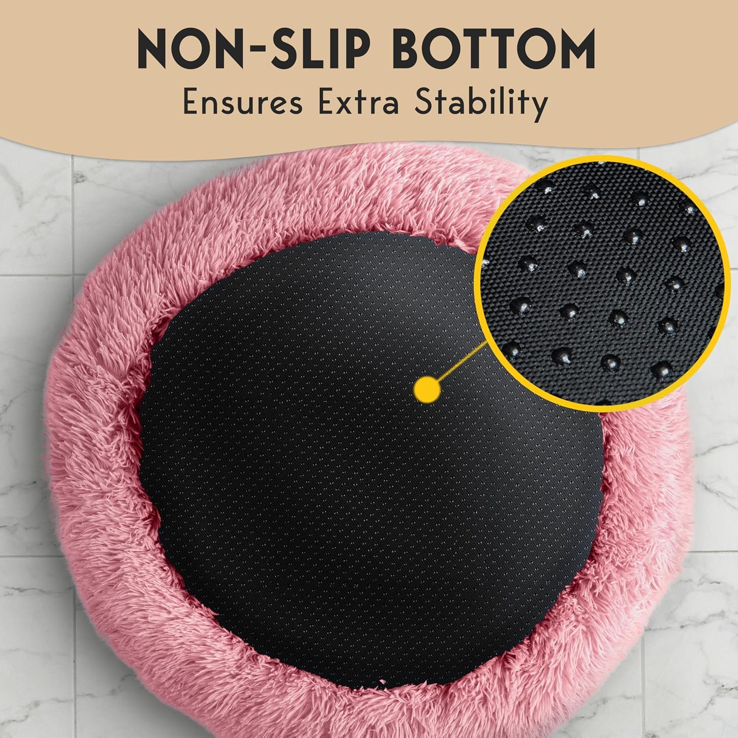 PetJett Calming Dog Bed for Small Dogs - 23 Donut Dog Beds, Anti-Slip & Washable Fluffy Plush Faux Fur Pet Bed, Anti-Anxiety Pre