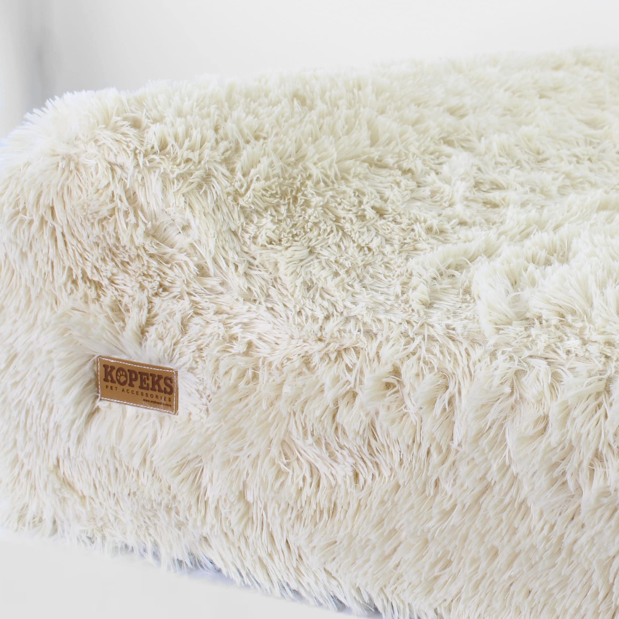KOPEKS Orthopedic Memory Foam Dog Bed 7'' Inch Thick Extra Large Dog Bed with Pillow Fluffy Brown 50''x34''x10'' Includes Waterp