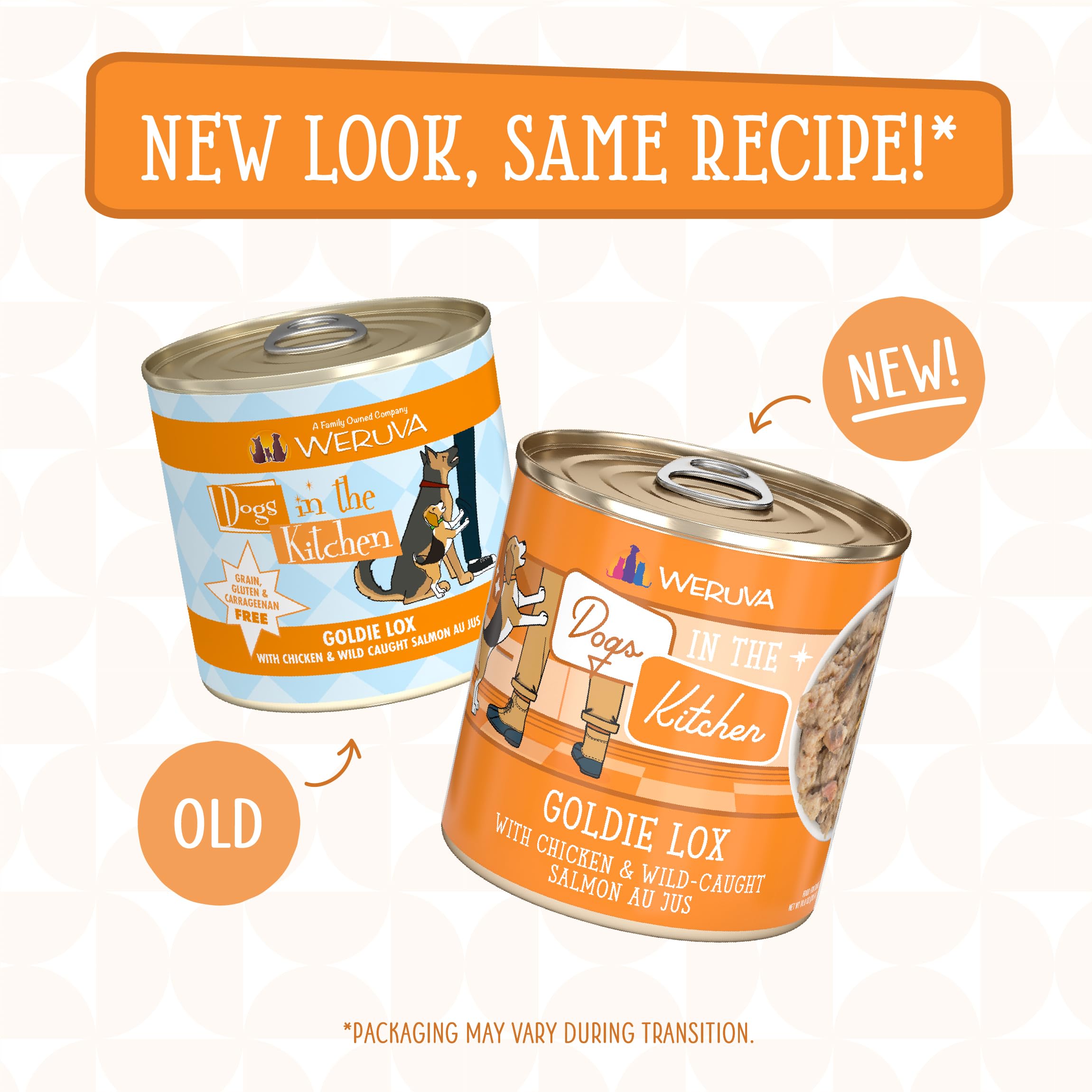 Weruva Dogs in The Kitchen, Goldie Lox with Chicken & Wild-Caught Salmon Au Jus Dog Food, 10oz Can (Pack of 12)