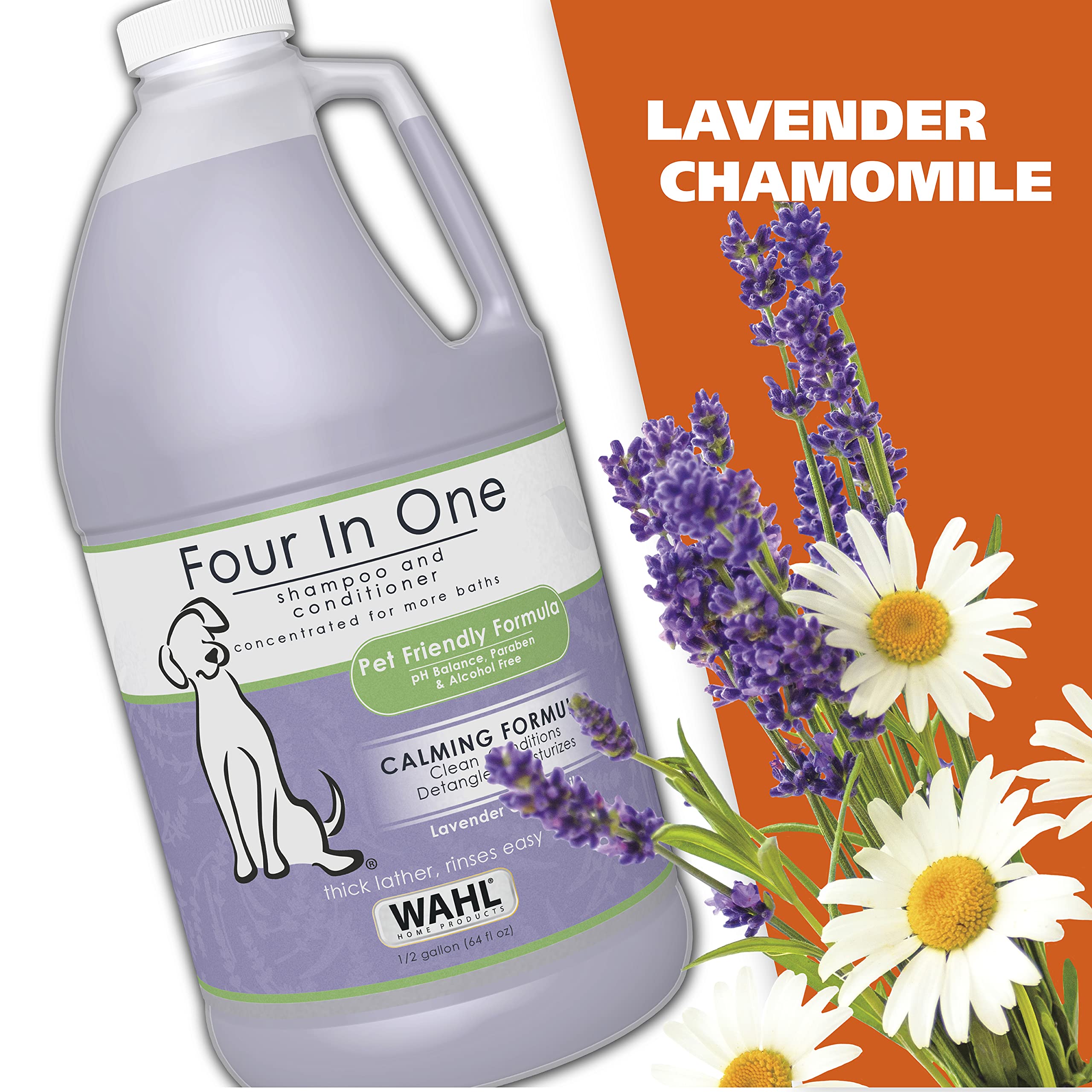 Wahl USA 4-in-1 Calming Pet Shampoo for Dogs - Cleans, Conditions, Detangles, & Moisturizes with Lavender Chamomile - Pet Friend
