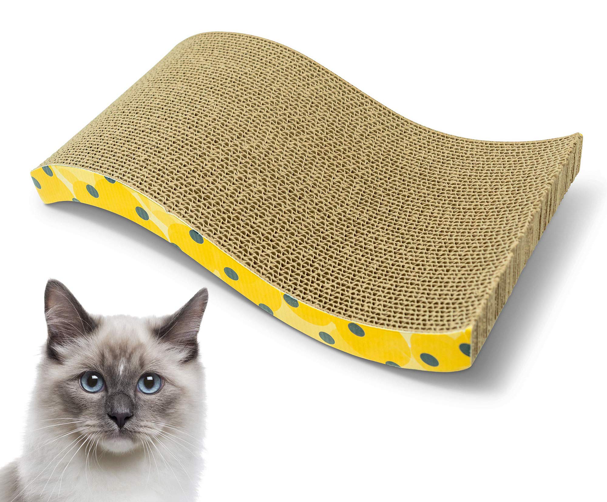 Ourpets The Wave Curved Catnip Cat Scratcher Cat Toys For Indoor Cats Great For Gifts & Interactive Toys Includes Cosmic Catnip- North-American Grown