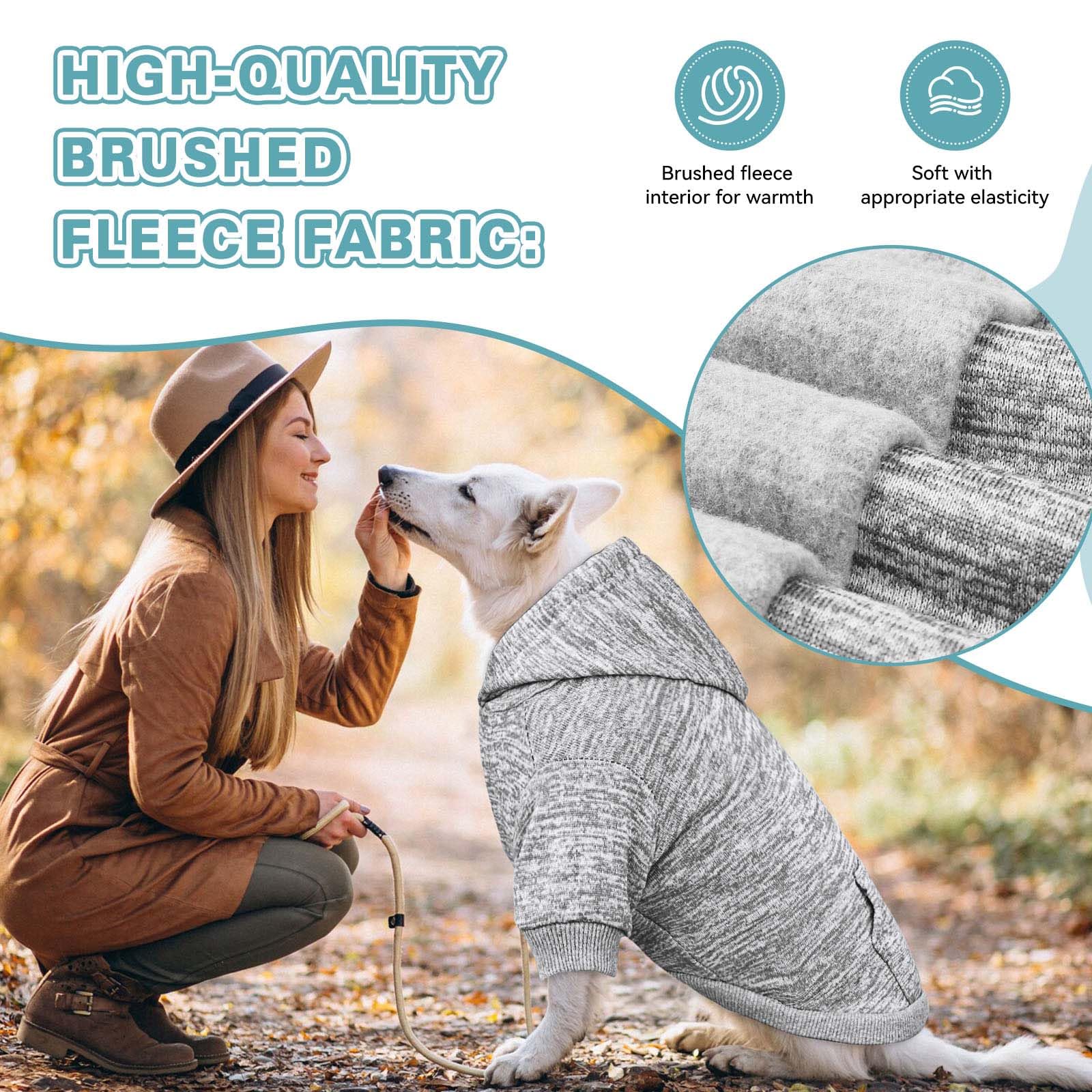 Dog Sweaters For Large Dogs Dog Hoodie Fleece Dog Sweater Soft Dog Clothes Sweatshirt With Pocket Dog Hoodie For Large Dogs(Grey