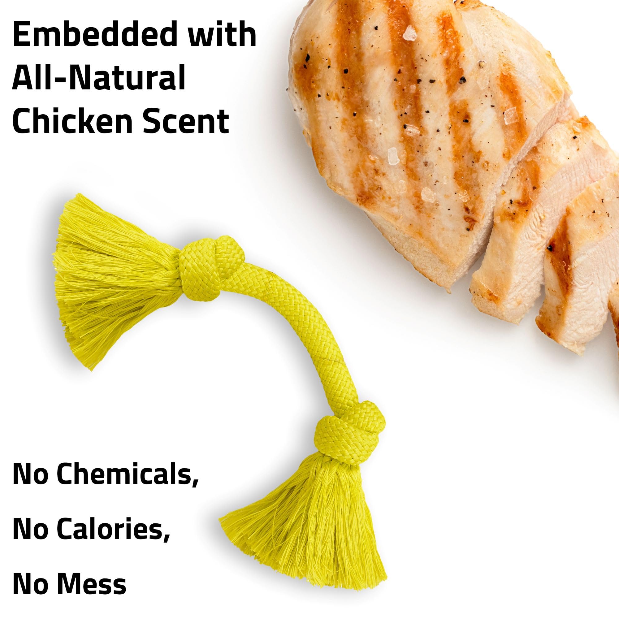 Playology Dri Tech Rope Dog Chew Toy - Chicken Scented Dog Toy, Small - Engaging, All-Natural, Interactive and Non-Toxic
