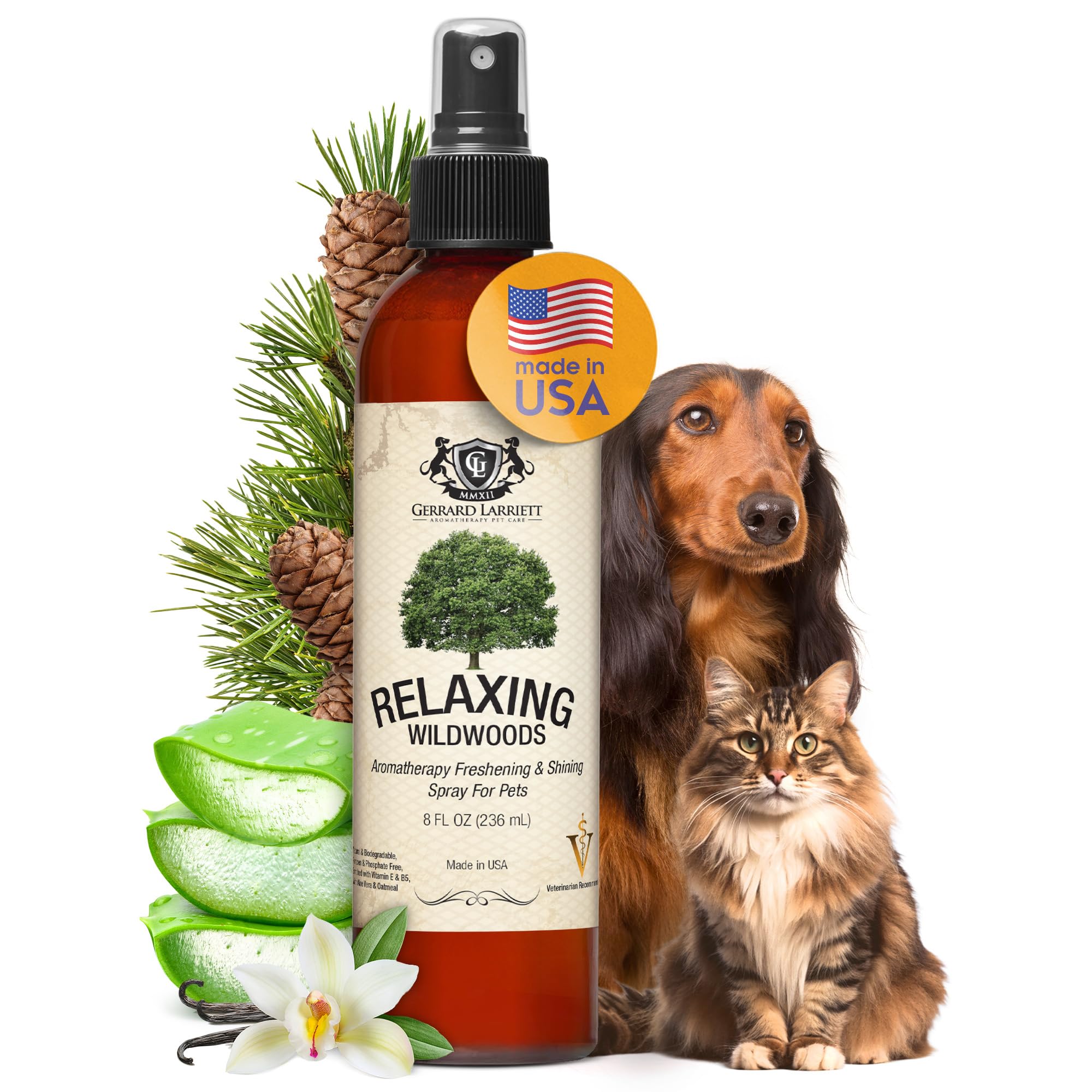 Dog Perfume Spray Long Lasting Relaxing Wildwoods 8 Fl Oz - Dog Calming Spray Scent Mist For Shining Fur, Puppy Cologne, Doggie 