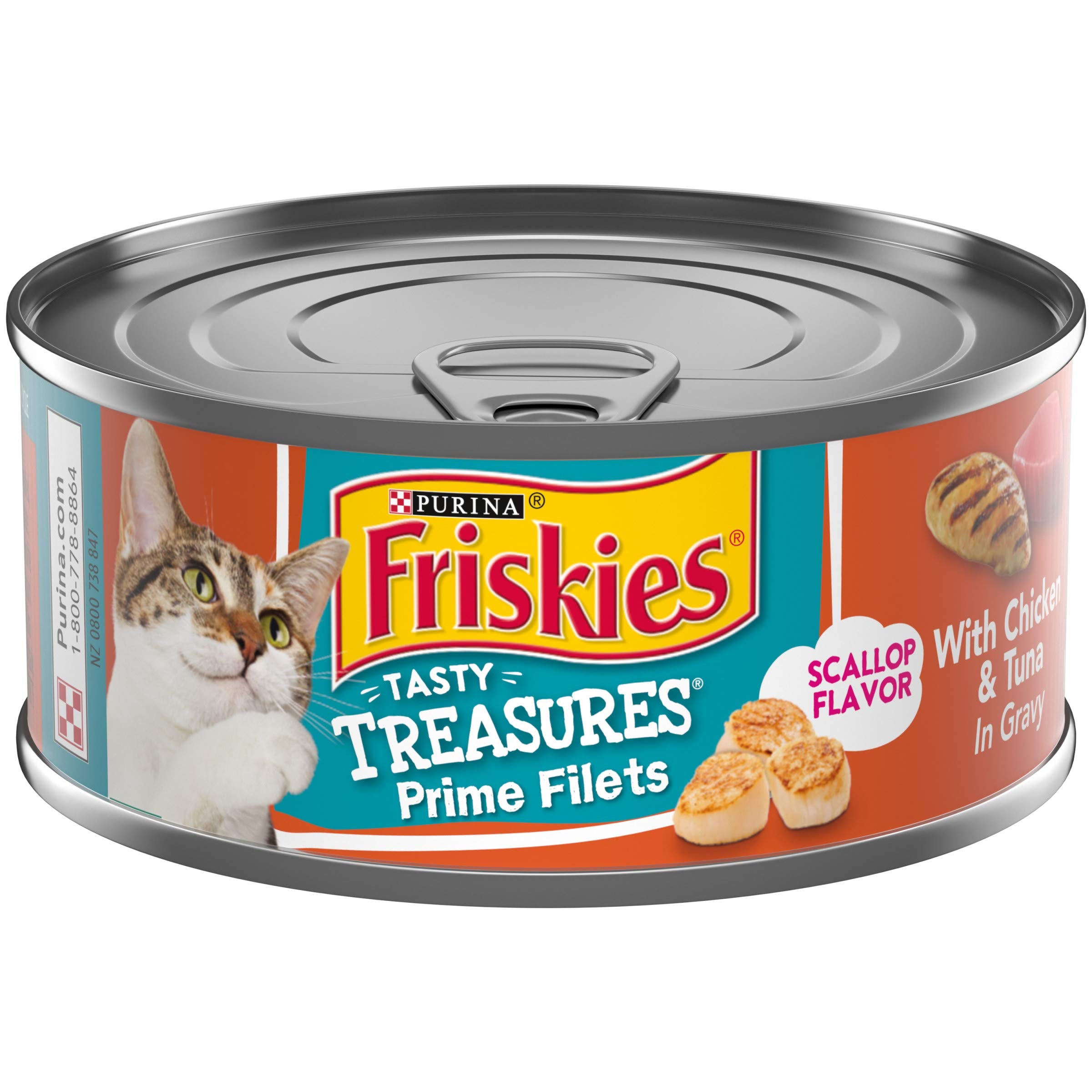 Purina Friskies Wet Cat Food Tasty Treasures With Chicken and Tuna in Gravy (Scallop Flavor) - (Pack of 24) 5.5 oz. Cans
