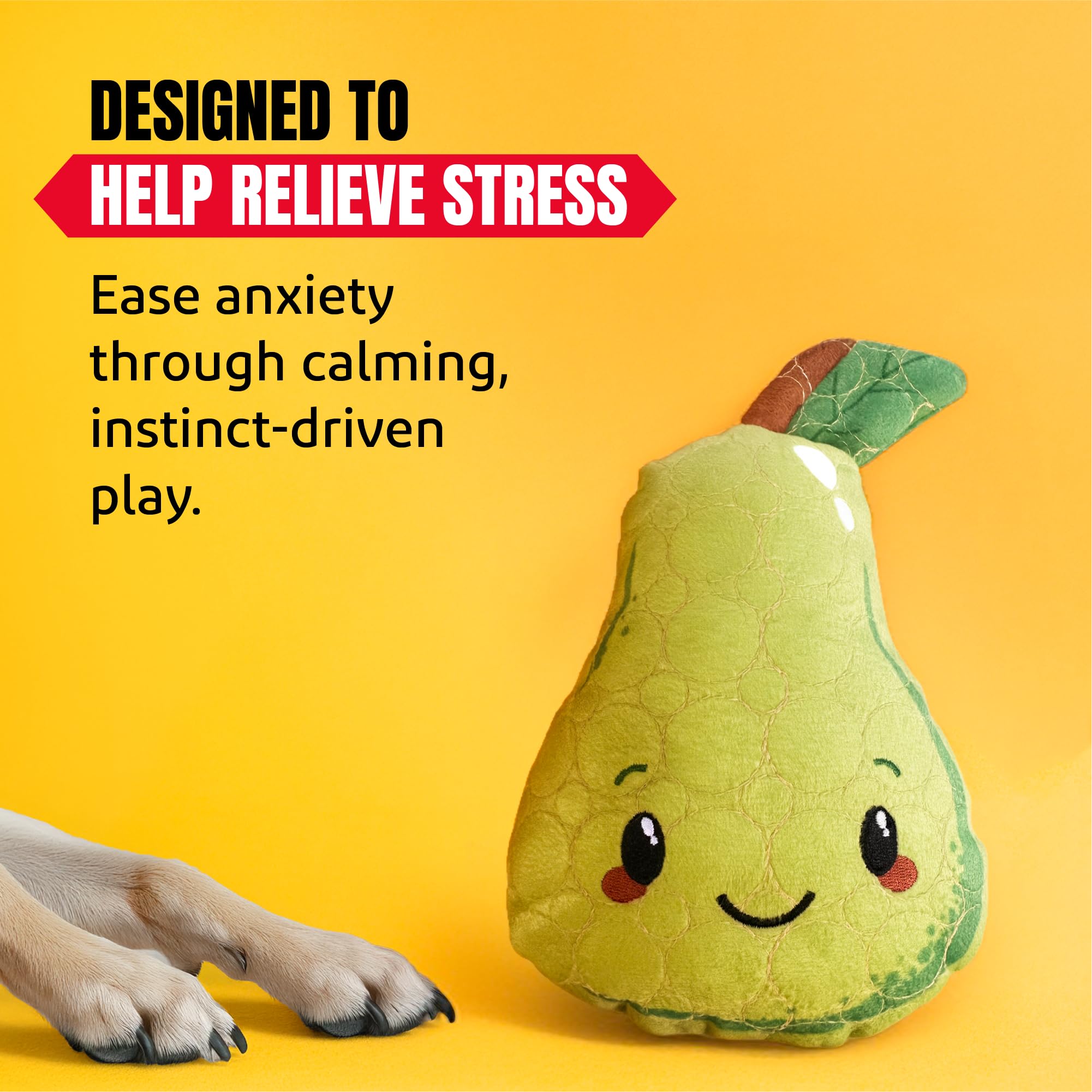 Bite Force -Durable & Strong Dog Toy Mr. Pear with Squeaker, Kevlar-Reinforced for Aggressive Chewers for Small Medium Large Dog