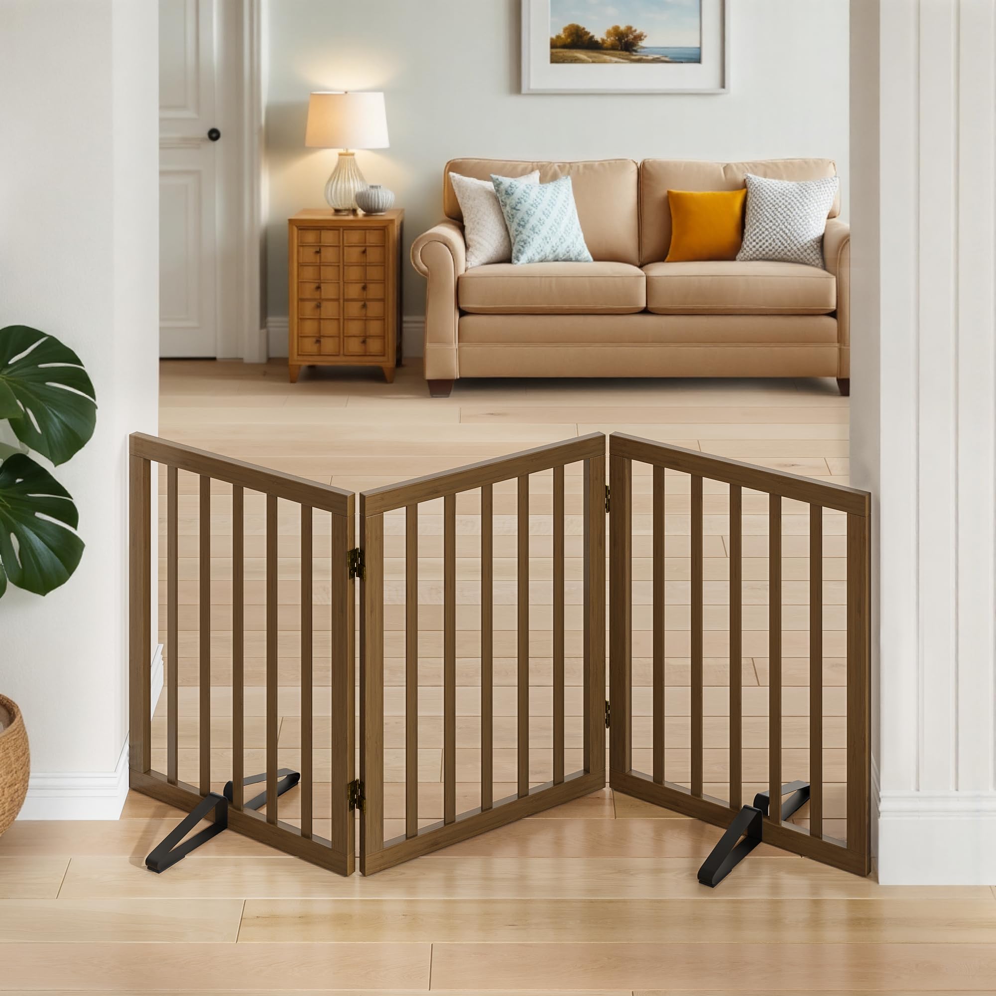 Mino Kesper Dog Gate for Stairs,Foldable Dog Gate for Indoor Doorways House,Freestanding Pet Gates for Dogs,Doogie Puppy Fence G