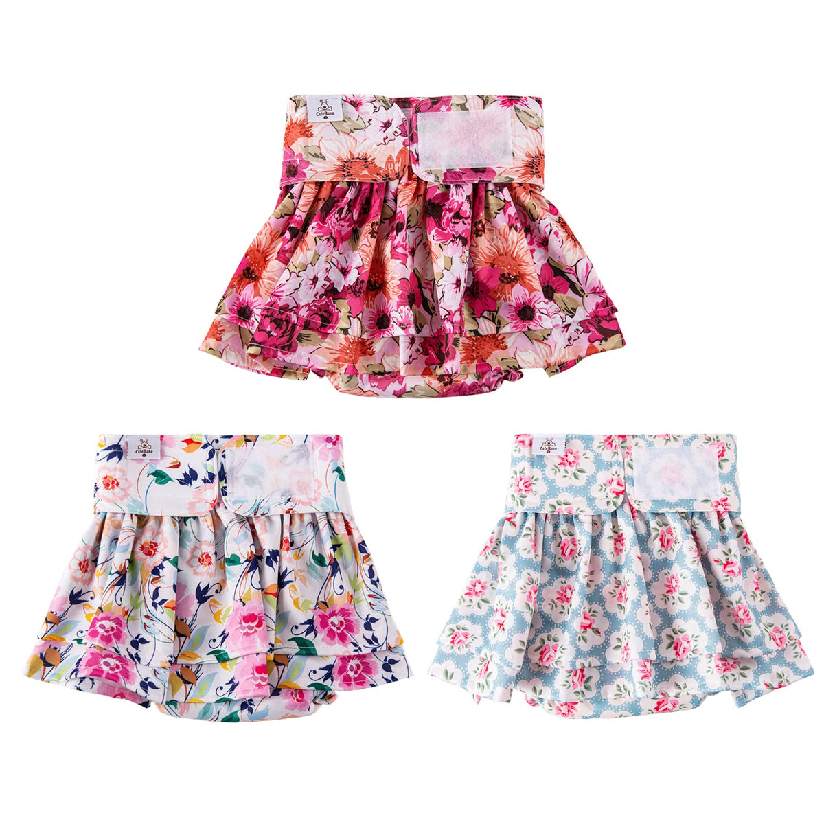 Cutebone Female Dog Diapers With Skirts 3 Pack Reusable Puppy Dresses Pants For Heat Cycle Period Qbd03M