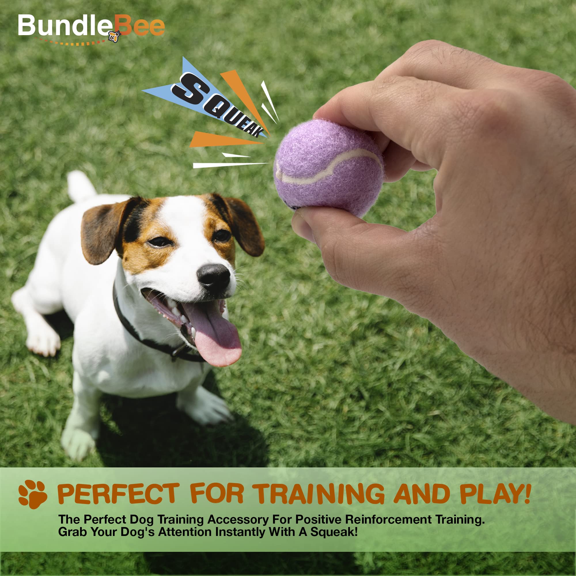 Bundlebee Squeaky Mini Tennis Balls For Small Dogs Puppy - 1.5 Inch - 6 Pack - Dog Toys For Small Dogs, Training Positive Reinforcement, Interactive Fetch Tiny Squeaker Balls For Ball Launcher