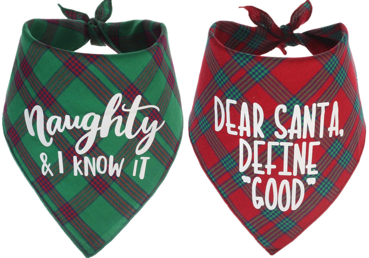 Dog Christmas Bandanas Plaid Reversible Triangle Bibs Scarf Accessories For Dogs Cats