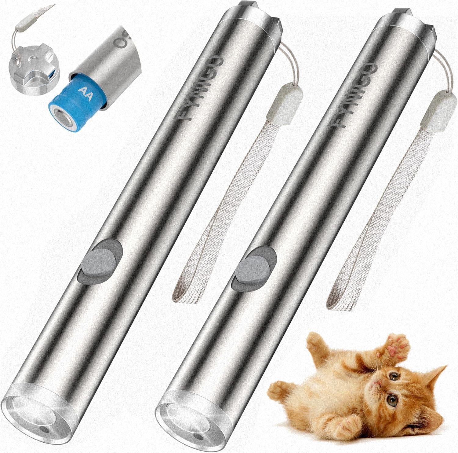 FYNIGO 2 Pcs Interactive Cat Toys for Indoor Cats | 2 Modes & AA Battery Classic Type | Cat Toys for Bored Indoor Adult Cats Dog